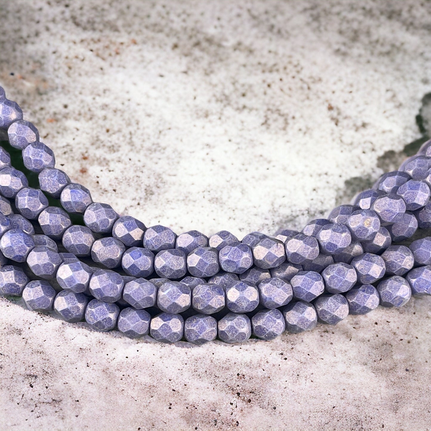 Czech Glass Beads - Purple 6mm Faceted Round Beads, Pacifica Elderberry Satin Matte Finish (FP6/SM-PS1003) * Qty. 25