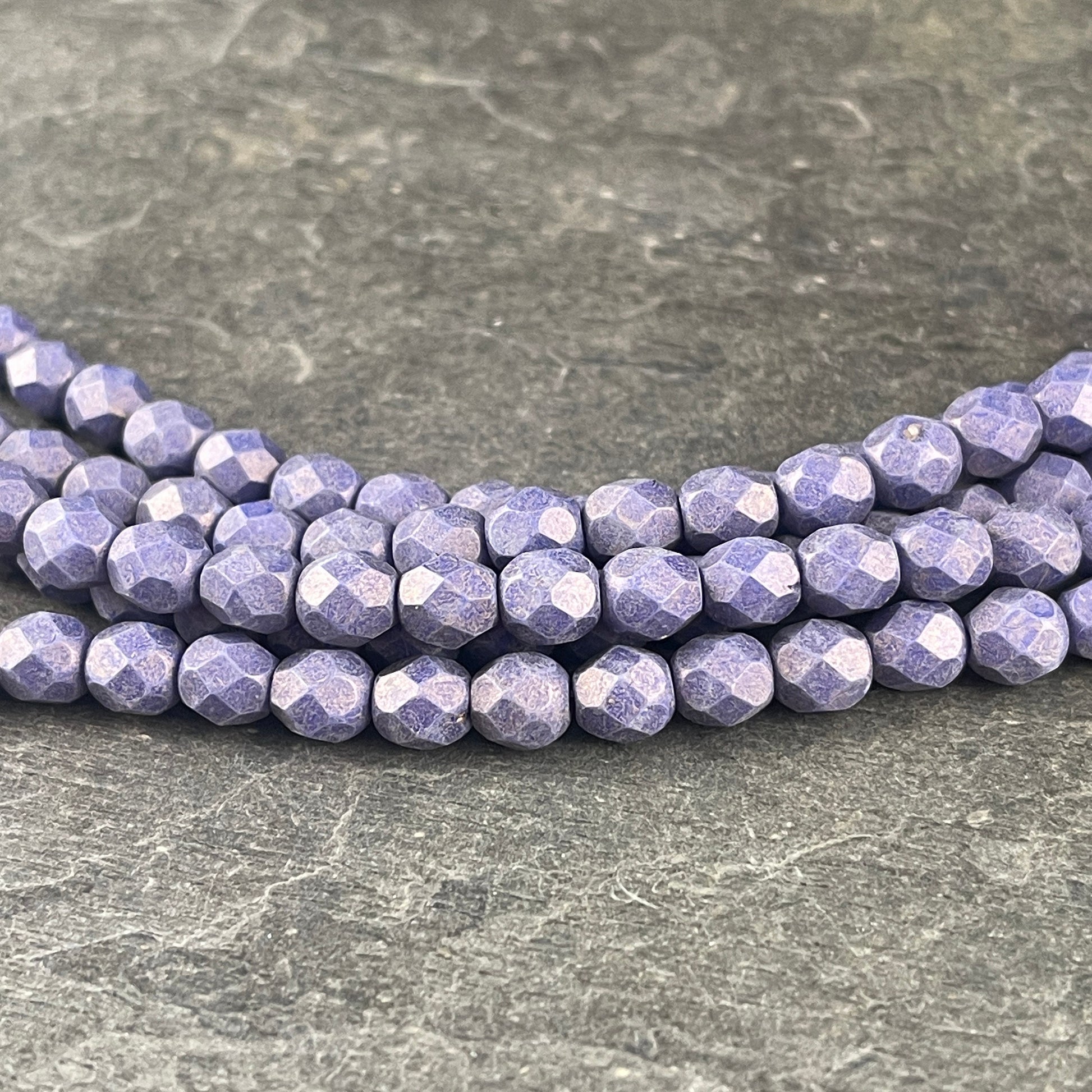 Czech Glass Beads - Purple 6mm Faceted Round Beads, Pacifica Elderberry Satin Matte Finish (FP6/SM-PS1003) * Qty. 25