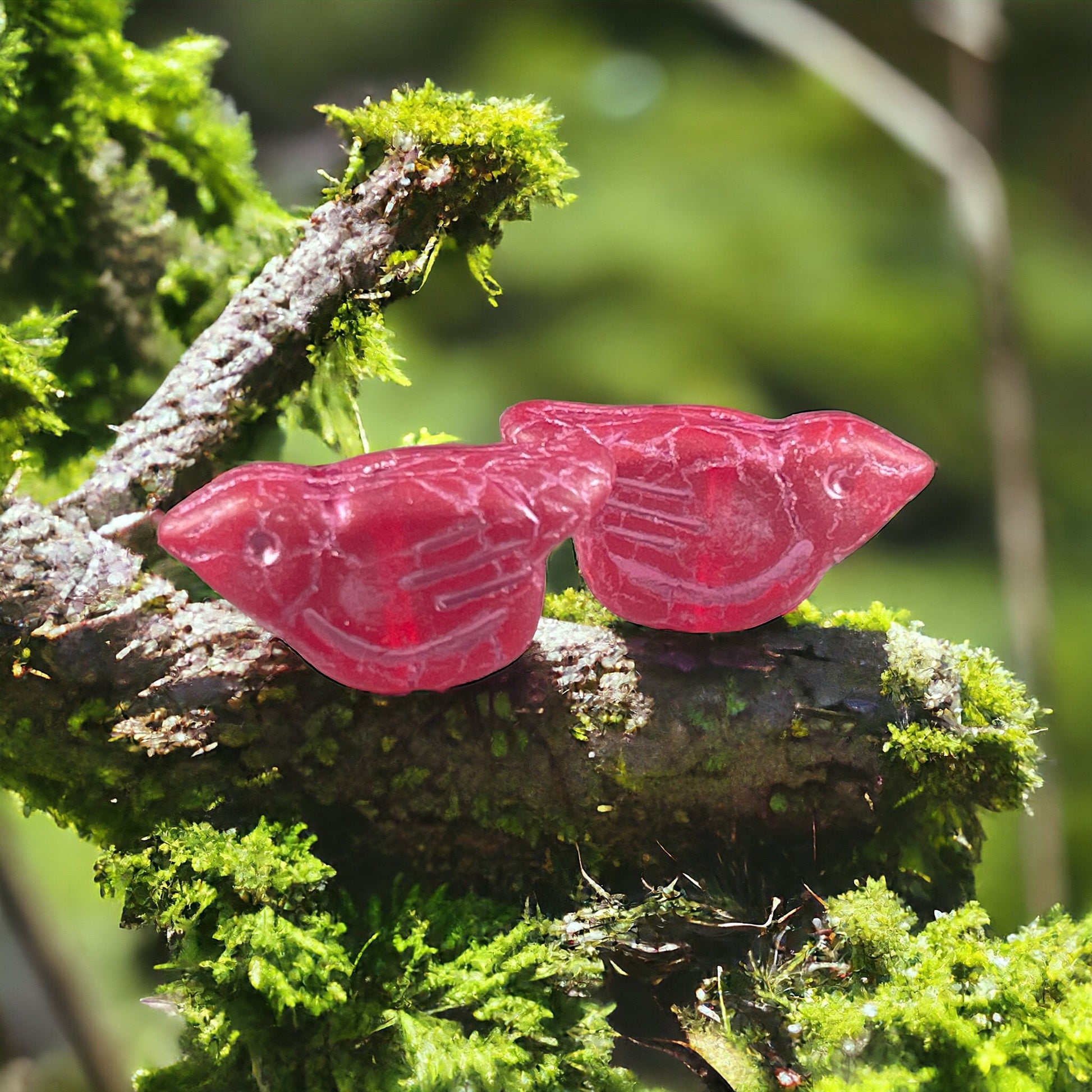 Czech Glass Beads - 11x22mm Chunky Bird Matte Fuchsia with Metallic Pink Wash (BRD/N-1668) * Qty. 4