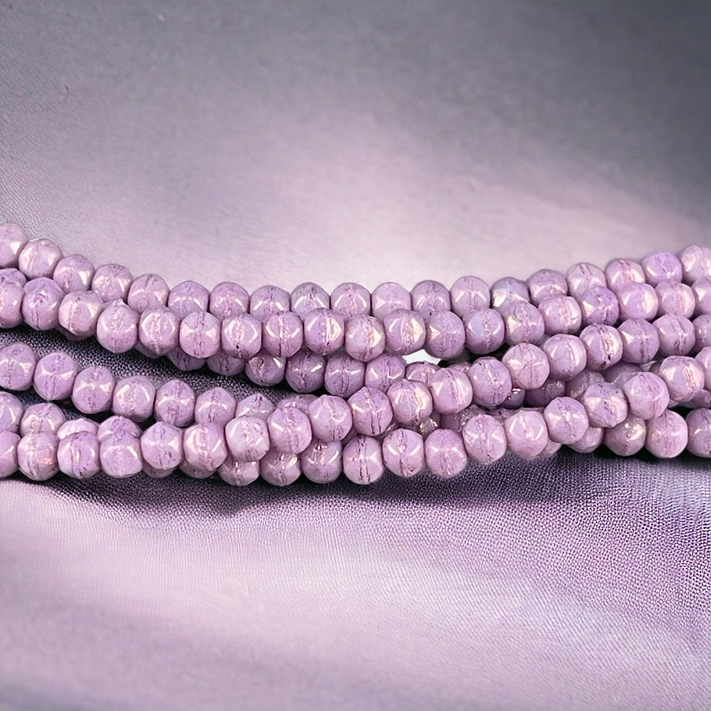 Czech Glass Beads - 3mm English Cut Purple Beads - Lavender Luster (EC3/SM-P14415) * Qty. 50