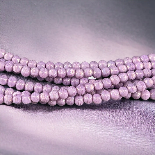 Czech Glass Beads - 3mm English Cut Purple Beads - Lavender Luster (EC3/SM-P14415) * Qty. 50
