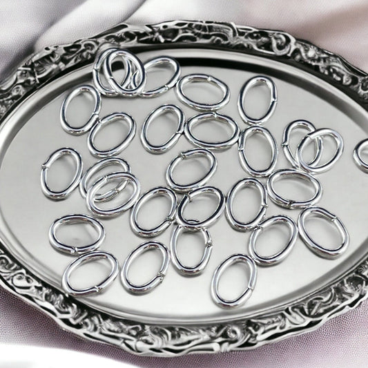 7x5mm Oval Jump Rings, 18g Open, Silver Plated Brass (FMG/5158) * Qty. 100