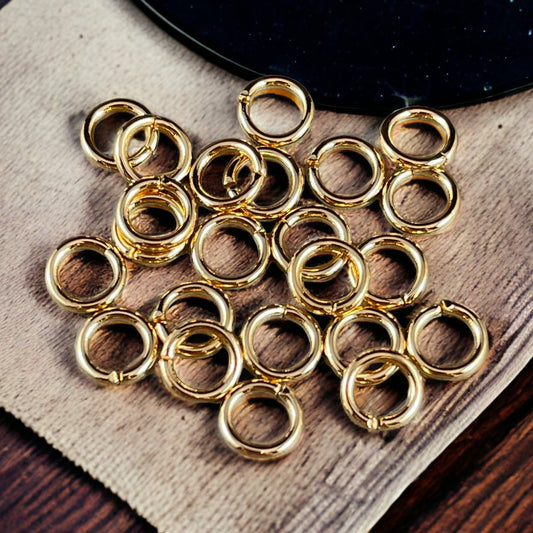 6mm Gold Jump Rings, 18g Plated Brass Open Jump Rings (4858) * Qty: 100