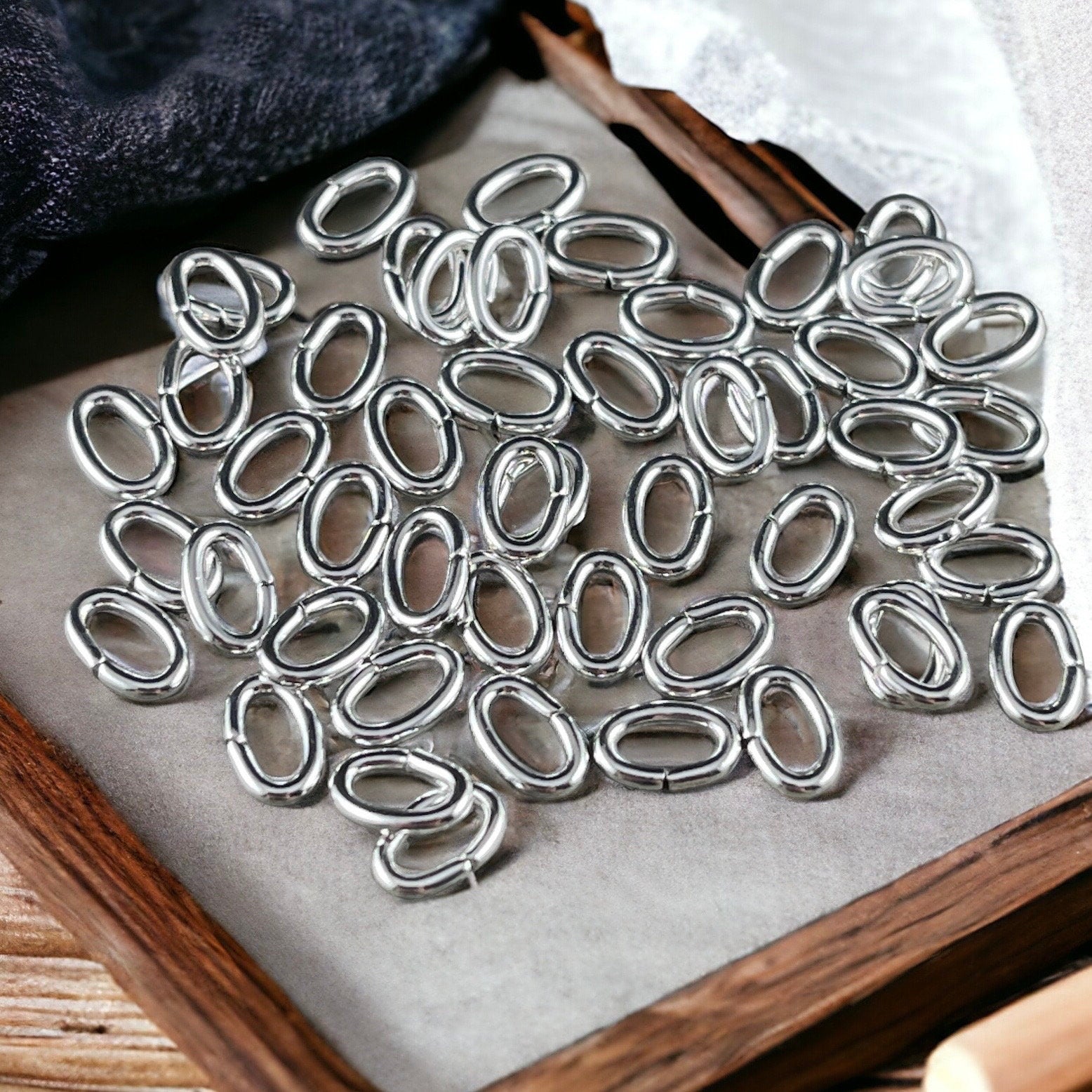 6x4mm Oval Jump Rings, 18g Open, Silver Plated Brass (FMG/9910) * Qty. 100