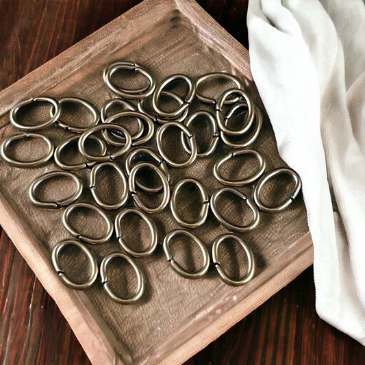 8x6mm Brass Oval Jump Rings ~ 18g Oval Jump Rings ~ Brass Bronze Jump Rings ~ Antiqued Brass Open Jump Rings (FMG/5063) * Qty. 100