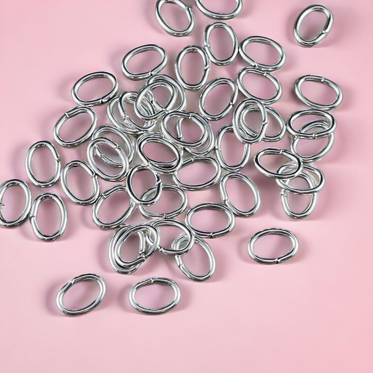 8x6mm Oval Jump Rings, 18g Open, Silver Plated Brass (FMG/5061) * Qty. 100