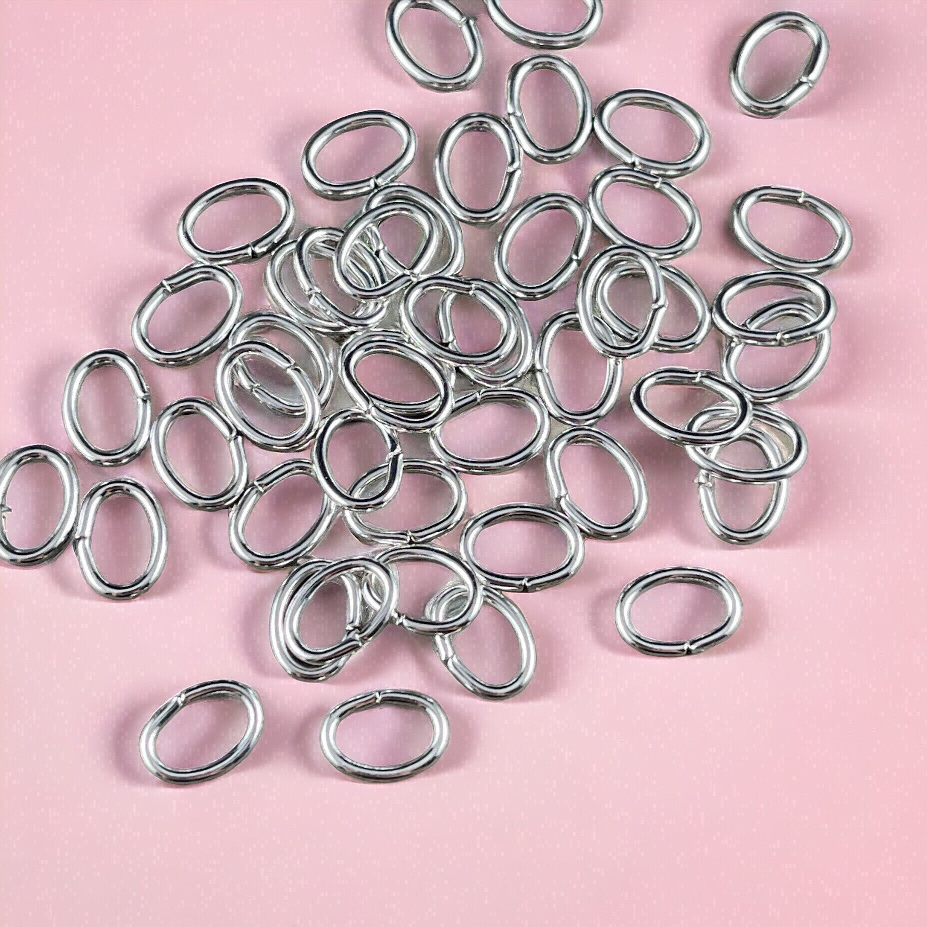 8x6mm Oval Jump Rings, 18g Open, Silver Plated Brass (FMG/5061) * Qty. 100