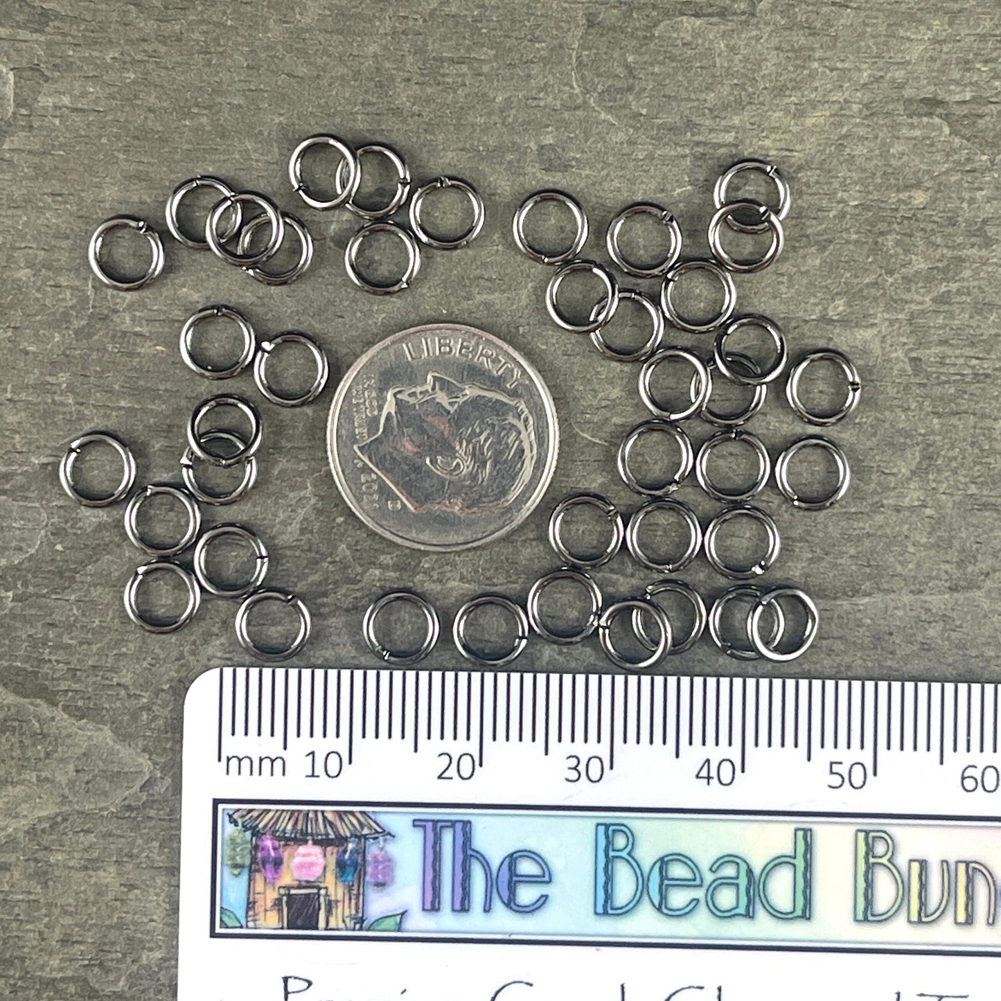 6mm Gunmetal Plated Round Jump Rings ~ 18g Silver Jump Rings ~ Gunmetal Plated Brass Open Jump Rings (FMG/4867) * Qty: 100