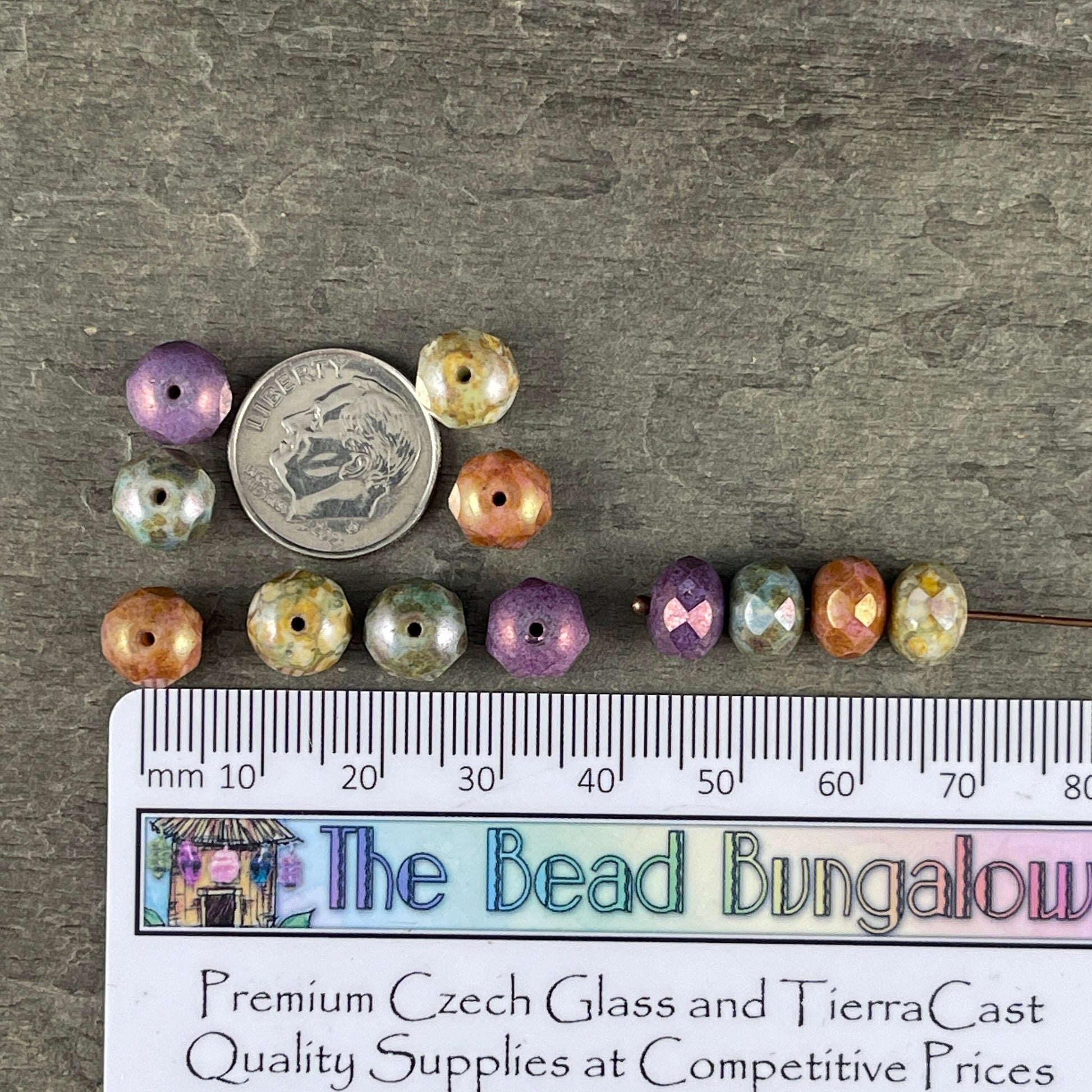 Mulit Color Czech Glass Beads ~ Sage, Lavender, Slate Blue and Apricot Picasso Beads ~ 8x6mm Faceted Rondelles (R8/N-0573) * Qty. 16