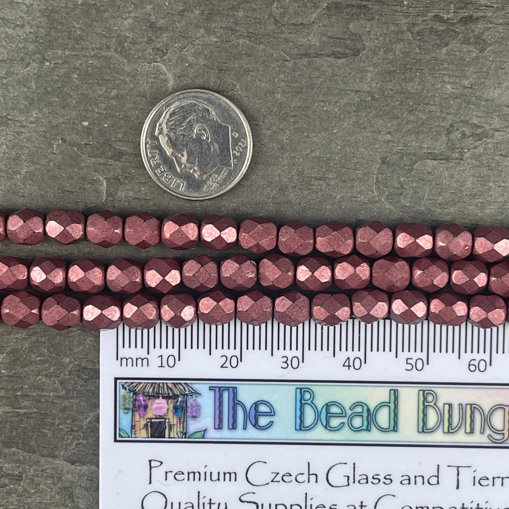 Czech Beads - 6mm Faceted Round Beads, Saturated Grenadine (FP6/SM-04B01) * Qty. 25