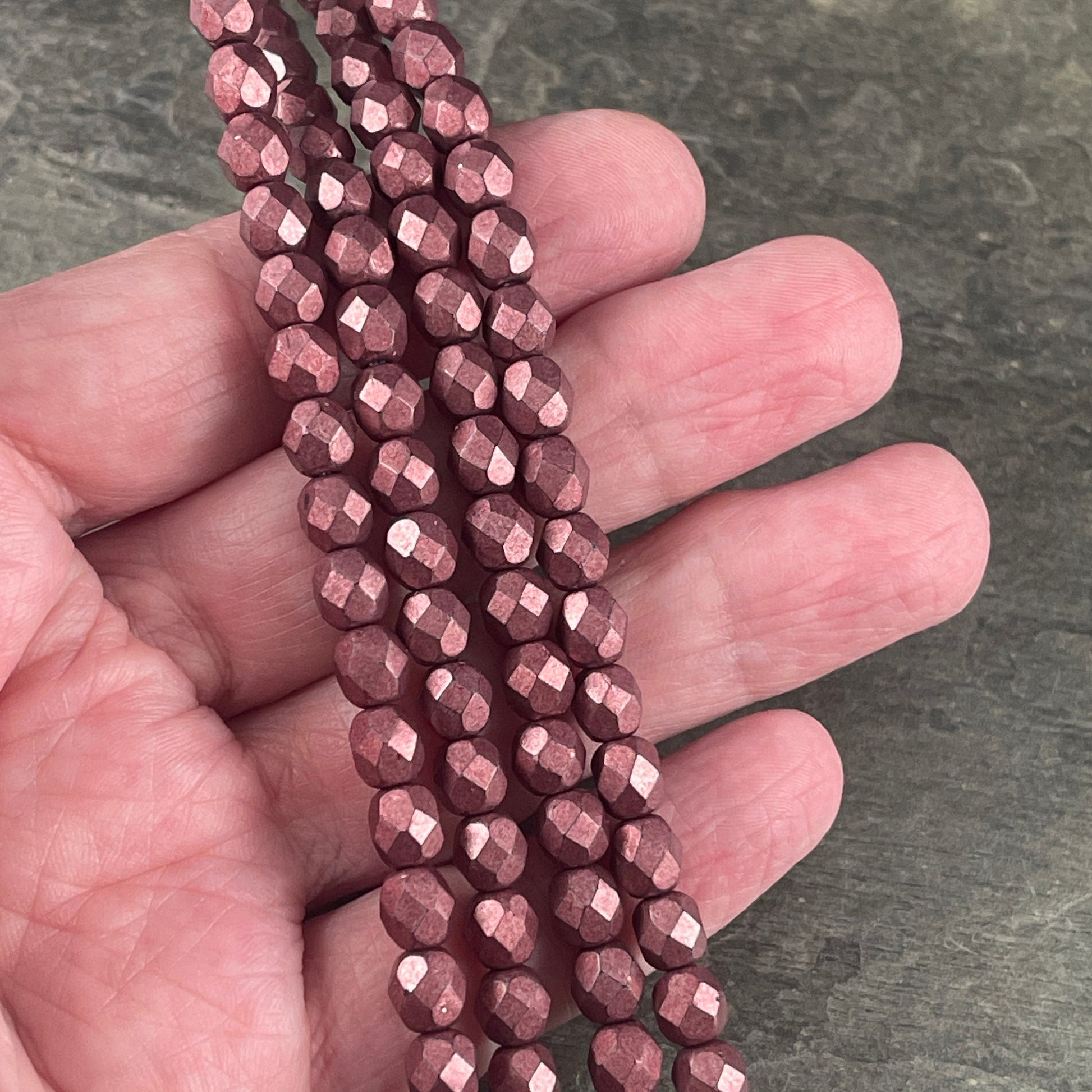 Czech Beads - 6mm Faceted Round Beads, Saturated Grenadine (FP6/SM-04B01) * Qty. 25