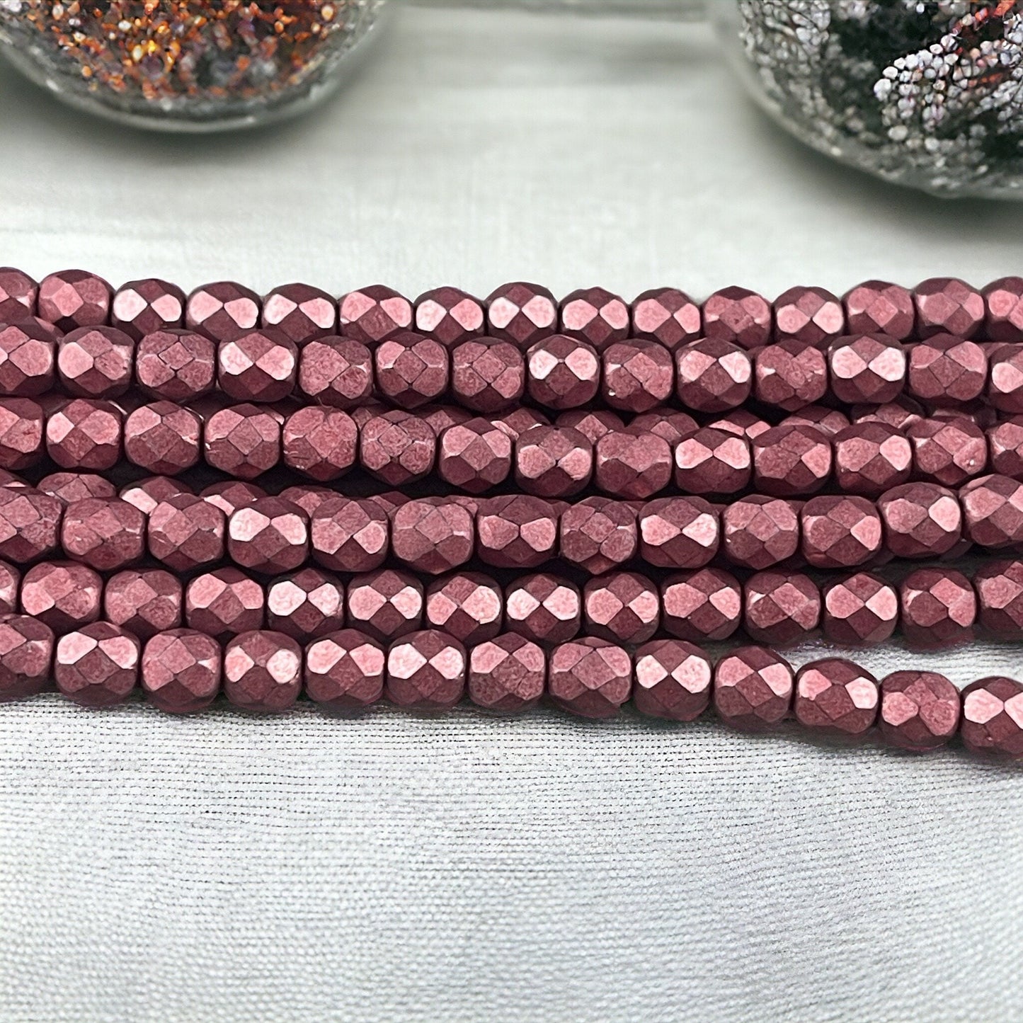 Czech Beads - 6mm Faceted Round Beads, Saturated Grenadine (FP6/SM-04B01) * Qty. 25