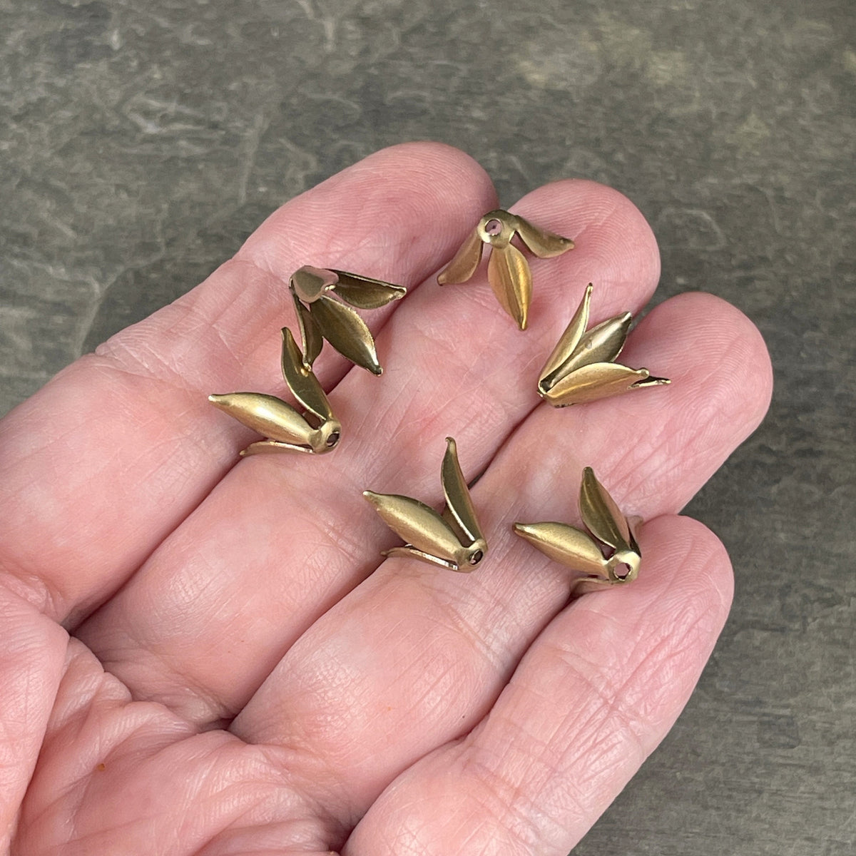 Oxidized Brass 10mm Curled Tulip Petal Bead Caps, Expandable (VJS/R33b) * Qty. 12