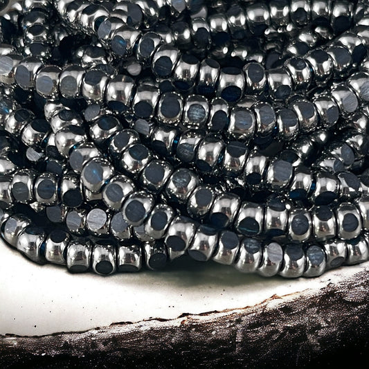 Czech Glass Beads - Dark Blue and Silver Tri-Cut Faceted Seed Bead, 4x3mm Deep Blue with Silver Picasso (TRICA/RJ-2776) * Qty. 50
