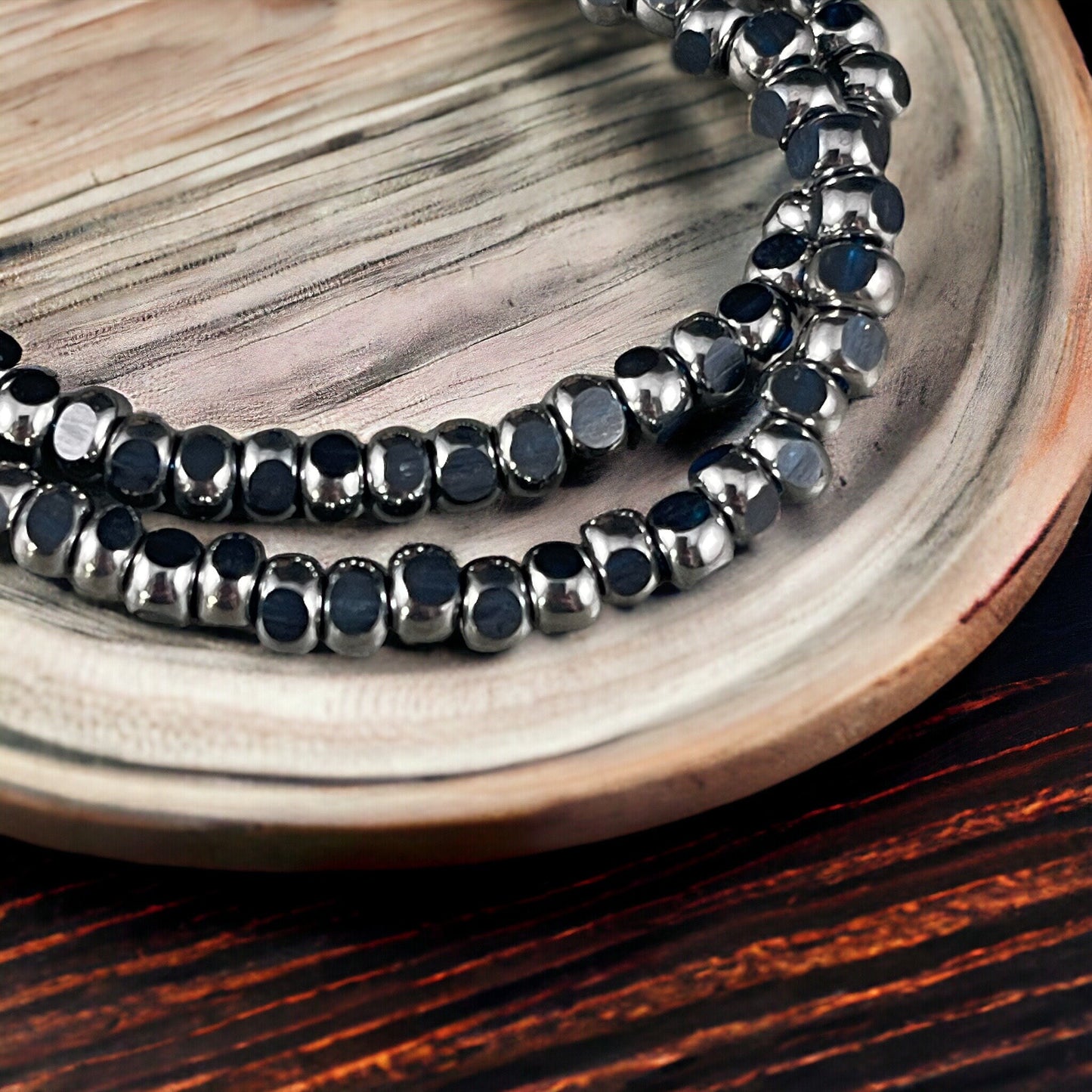 Czech Glass Beads - Dark Blue and Silver Tri-Cut Faceted Seed Bead, 4x3mm Deep Blue with Silver Picasso (TRICA/RJ-2776) * Qty. 50
