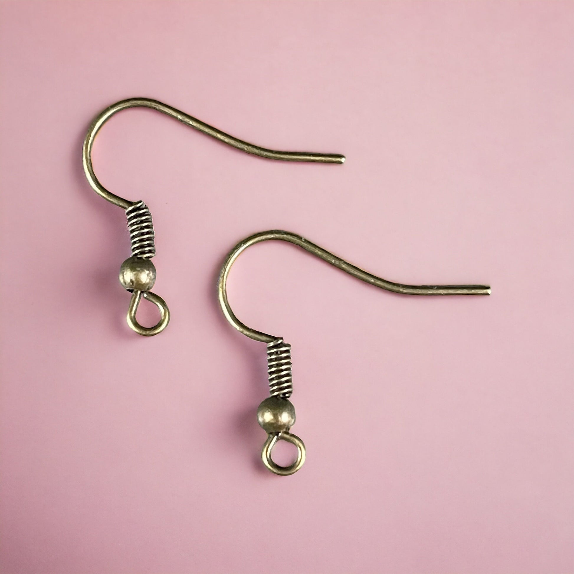 Antiqued Brass Hook Style Ear Wires, Earring Hooks, Nickel Free Iron, Jewelry Making Necessities (E135-NFAB) - Qty. 100