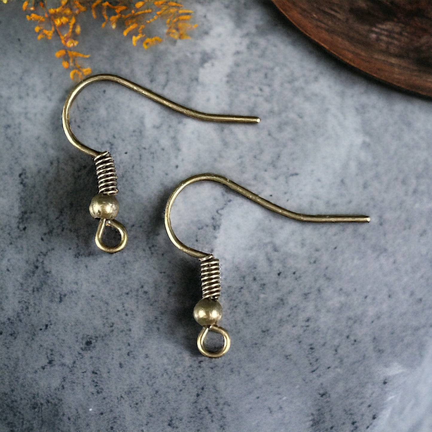 Antiqued Brass Hook Style Ear Wires, Earring Hooks, Nickel Free Iron, Jewelry Making Necessities (E135-NFAB) - Qty. 100