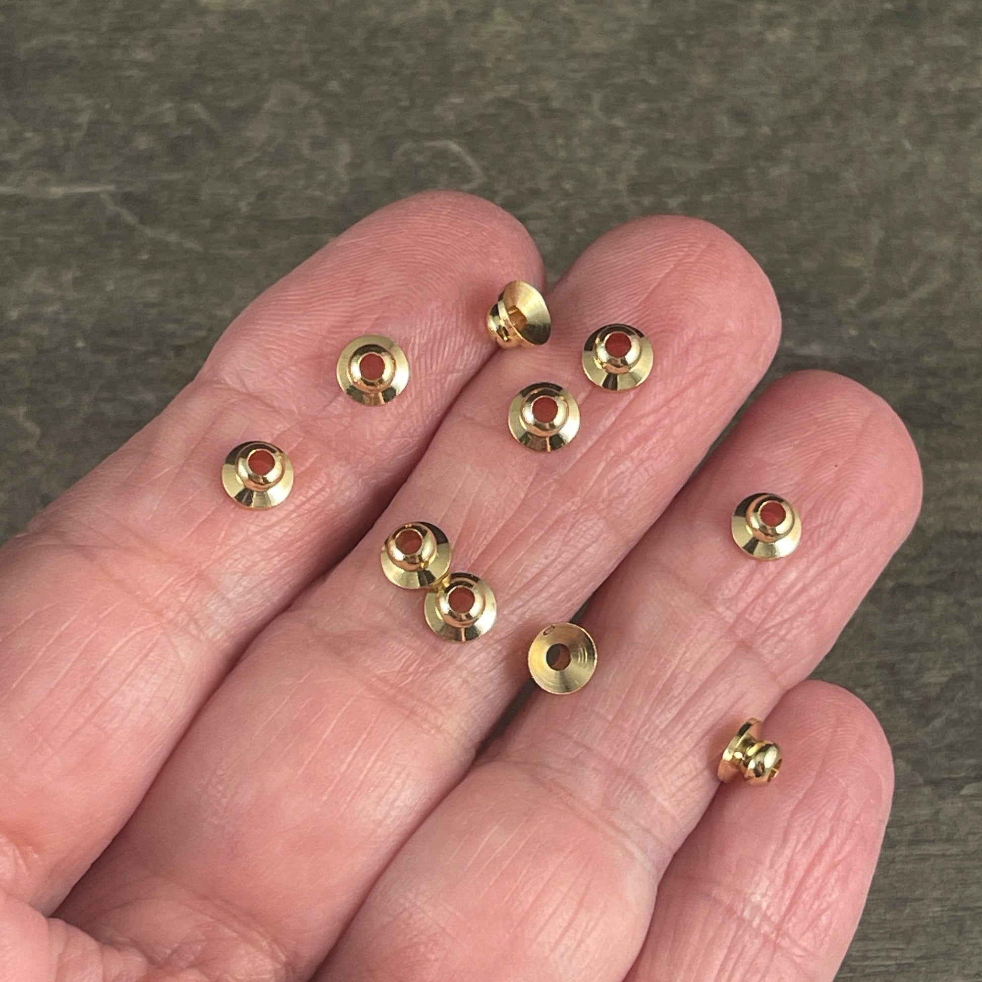 18k Gold Plated Brass Bead Caps, 5mm Knob Shape Caps, Nickel Free Gold Bead Caps (P112-36-NR) * Qty. 20