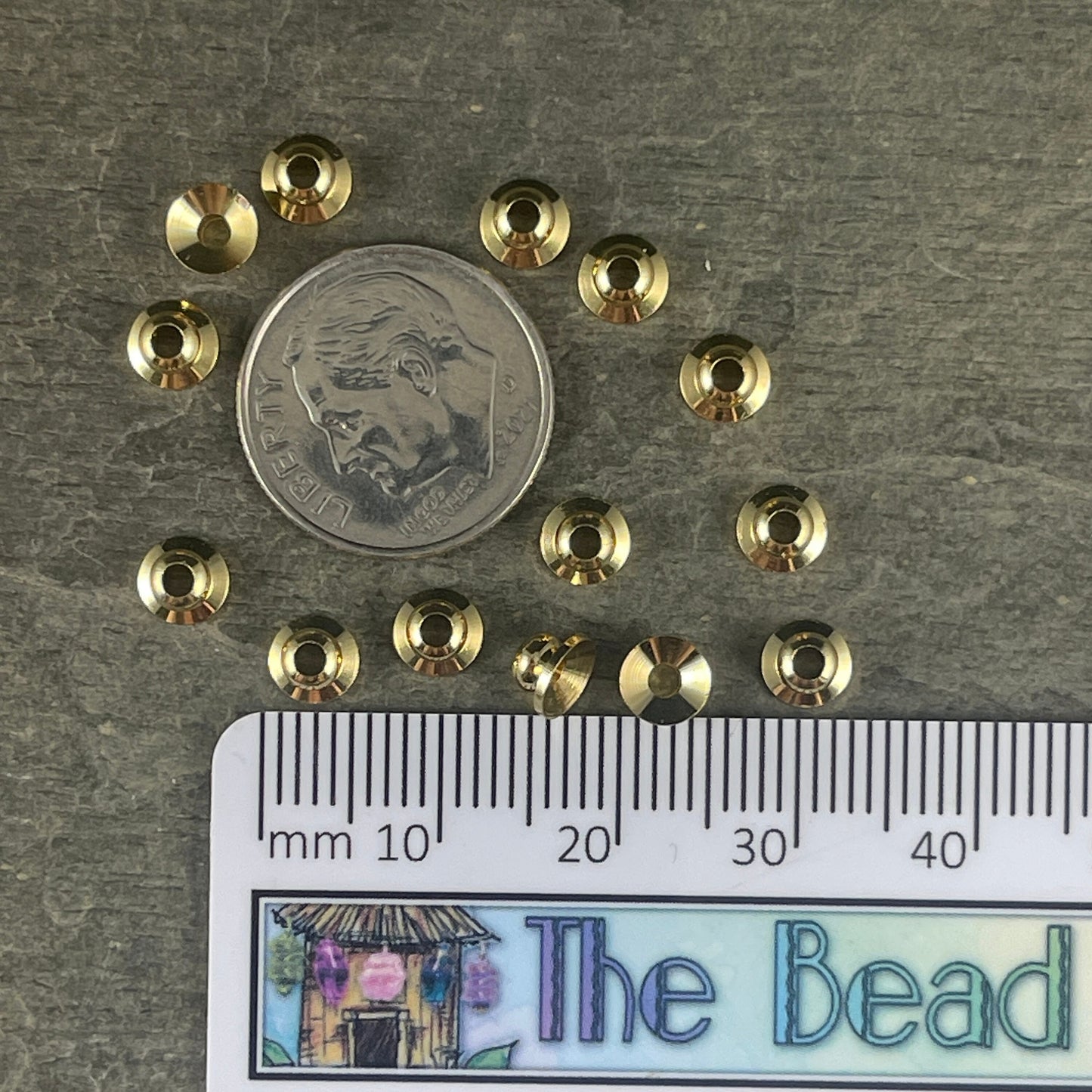 18k Gold Plated Brass Bead Caps, 5mm, Nickel Free, Knob Shape (P112-36-NR) * Qty. 20
