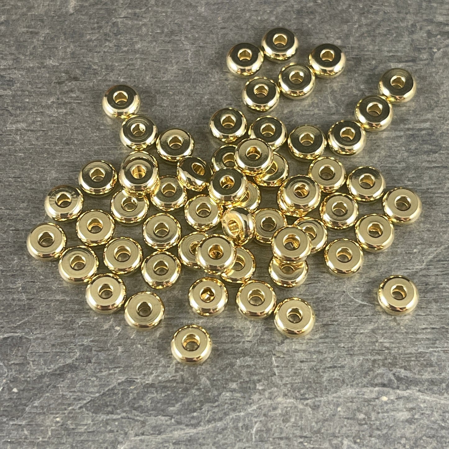 18k Gold Plated Stainless Steel Spacer Beads ~ 4x2mm Rondelle Beads, Flat Disc Spacers, Gold Spacers (STAS-P297-01C) * Qty. 20