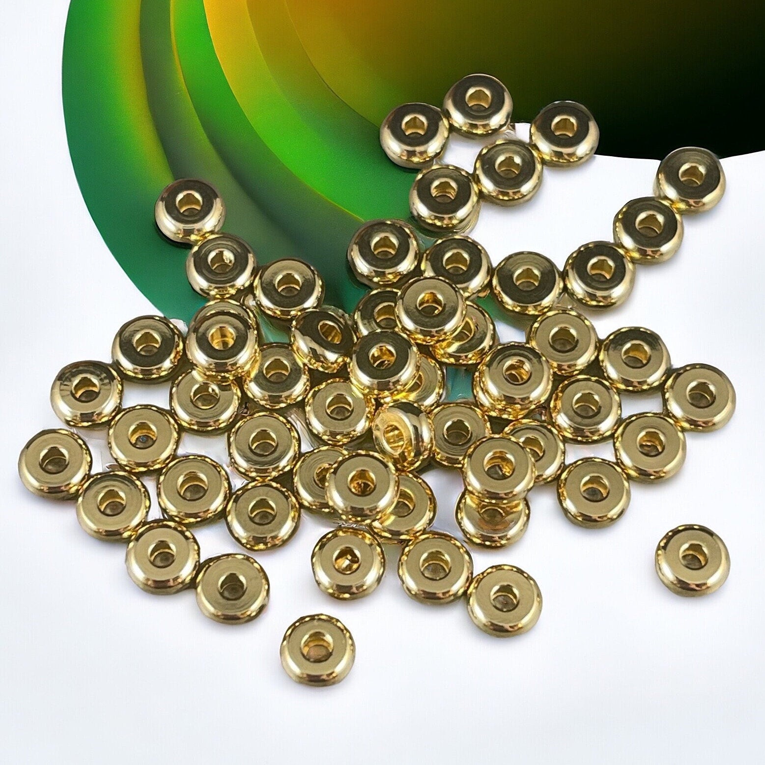 18k Gold Plated Stainless Steel Spacer Beads ~ 4x2mm Rondelle Beads, Flat Disc Spacers, Gold Spacers (STAS-P297-01C) * Qty. 20