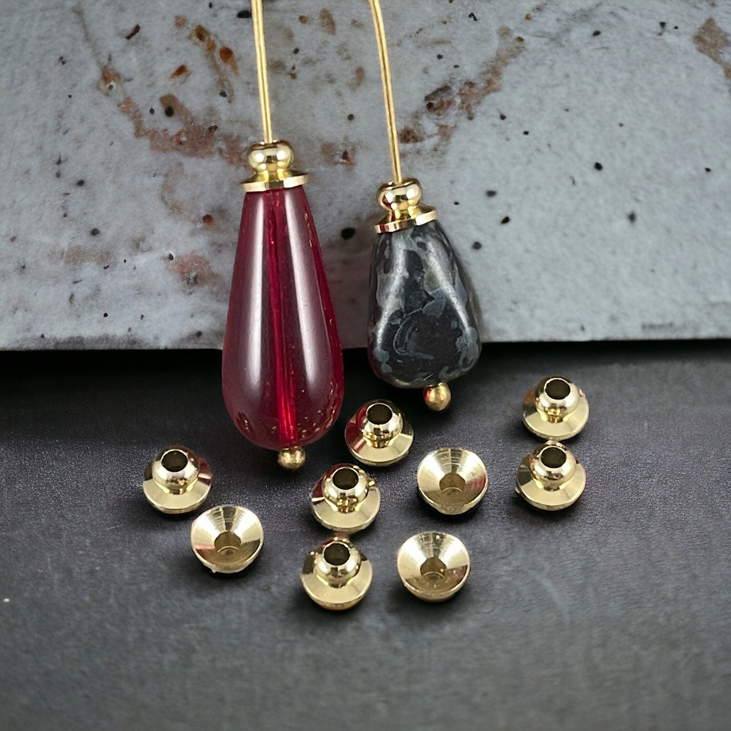 18k Gold Plated Brass Bead Caps, 5mm, Nickel Free, Knob Shape (P112-36-NR) * Qty. 20