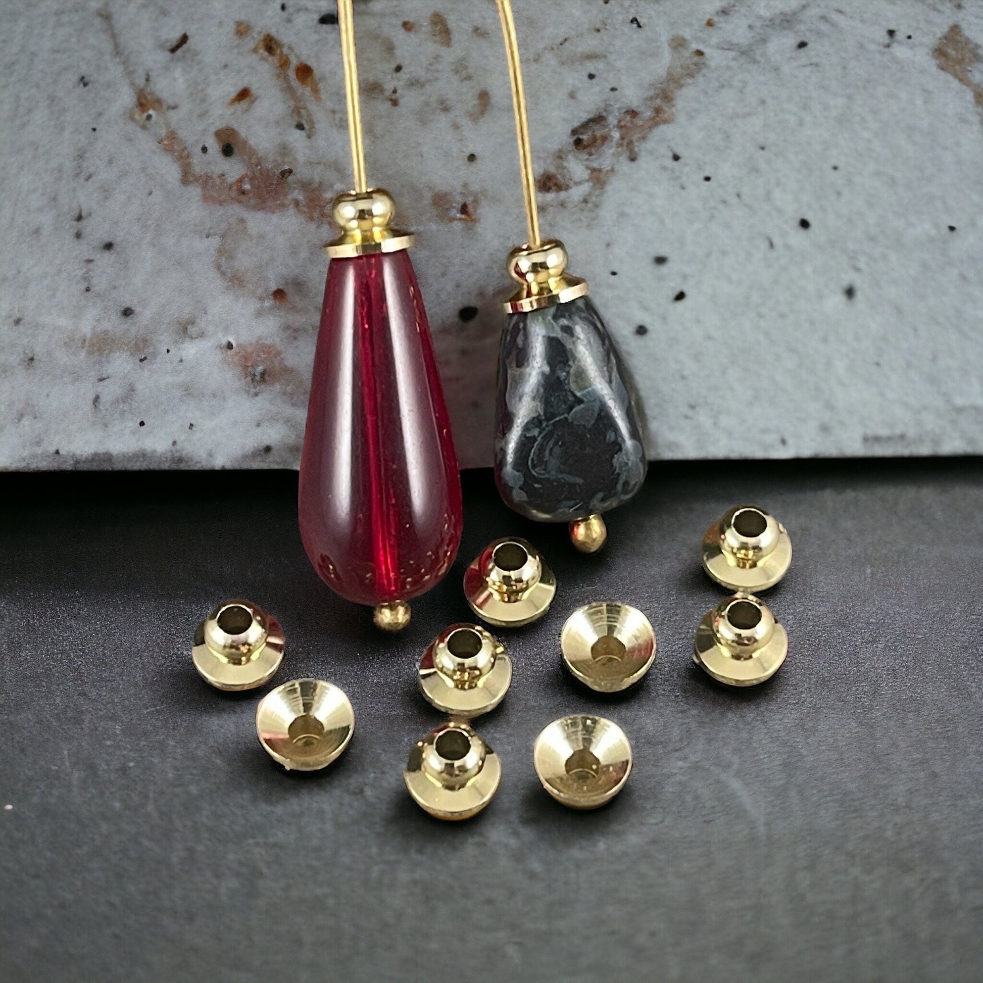 18k Gold Plated Brass Bead Caps, 5mm, Nickel Free, Knob Shape (P112-36-NR) * Qty. 20