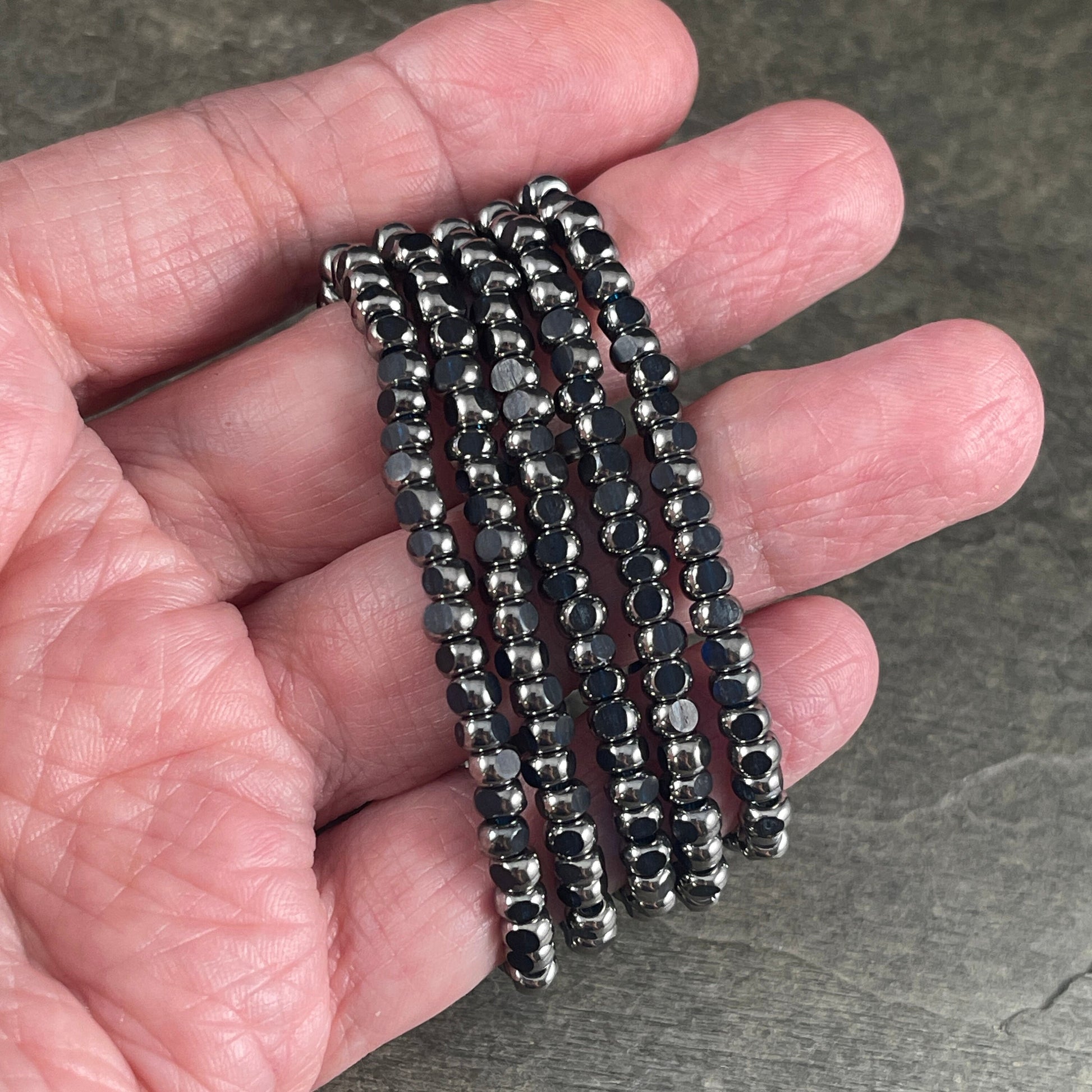 Czech Glass Beads - Dark Blue and Silver Tri-Cut Faceted Seed Bead, 4x3mm Deep Blue with Silver Picasso (TRICA/RJ-2776) * Qty. 50