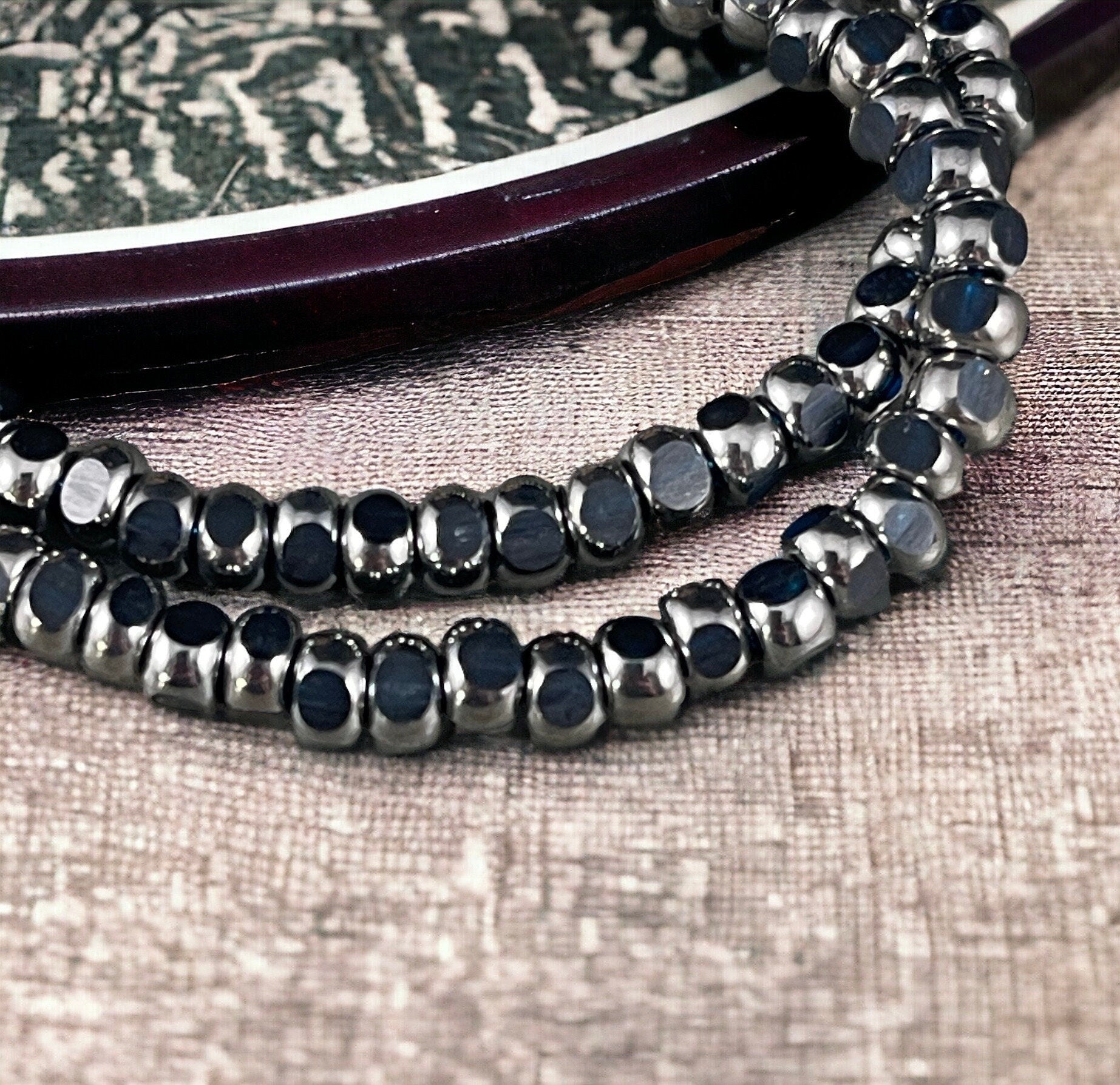 Czech Glass Beads - Dark Blue and Silver Tri-Cut Faceted Seed Bead, 4x3mm Deep Blue with Silver Picasso (TRICA/RJ-2776) * Qty. 50