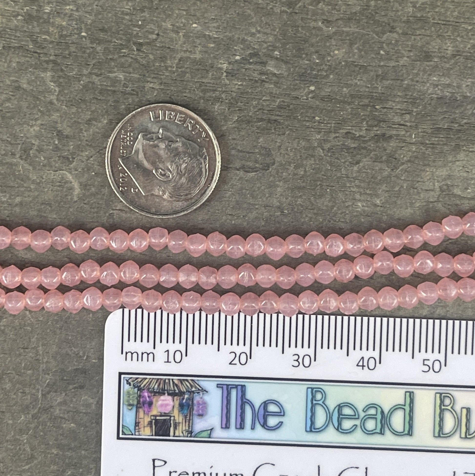 Czech Glass Beads - 3mm Pink Glass Beads, Light Pink Faceted 3mm English Cut, Milky Pink Czech Beads (EC3/SM-71010) * Qty. 50