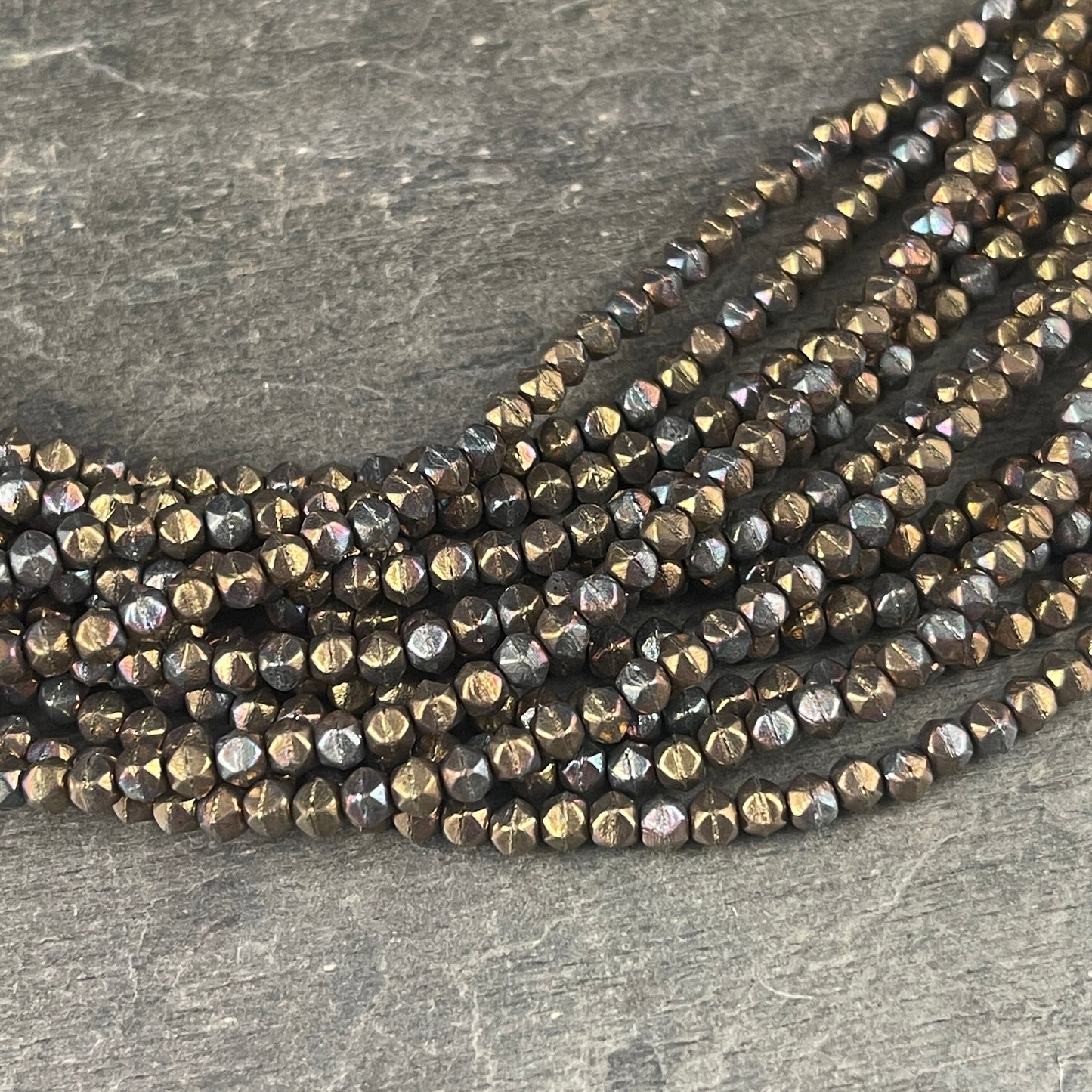 3mm English Cut Bronze Iris Czech Glass Beads - Versatile Matte Oxidized Bronze Clay - Small Bronze Brown Beads (EC/SM-15768) * Qty. 50