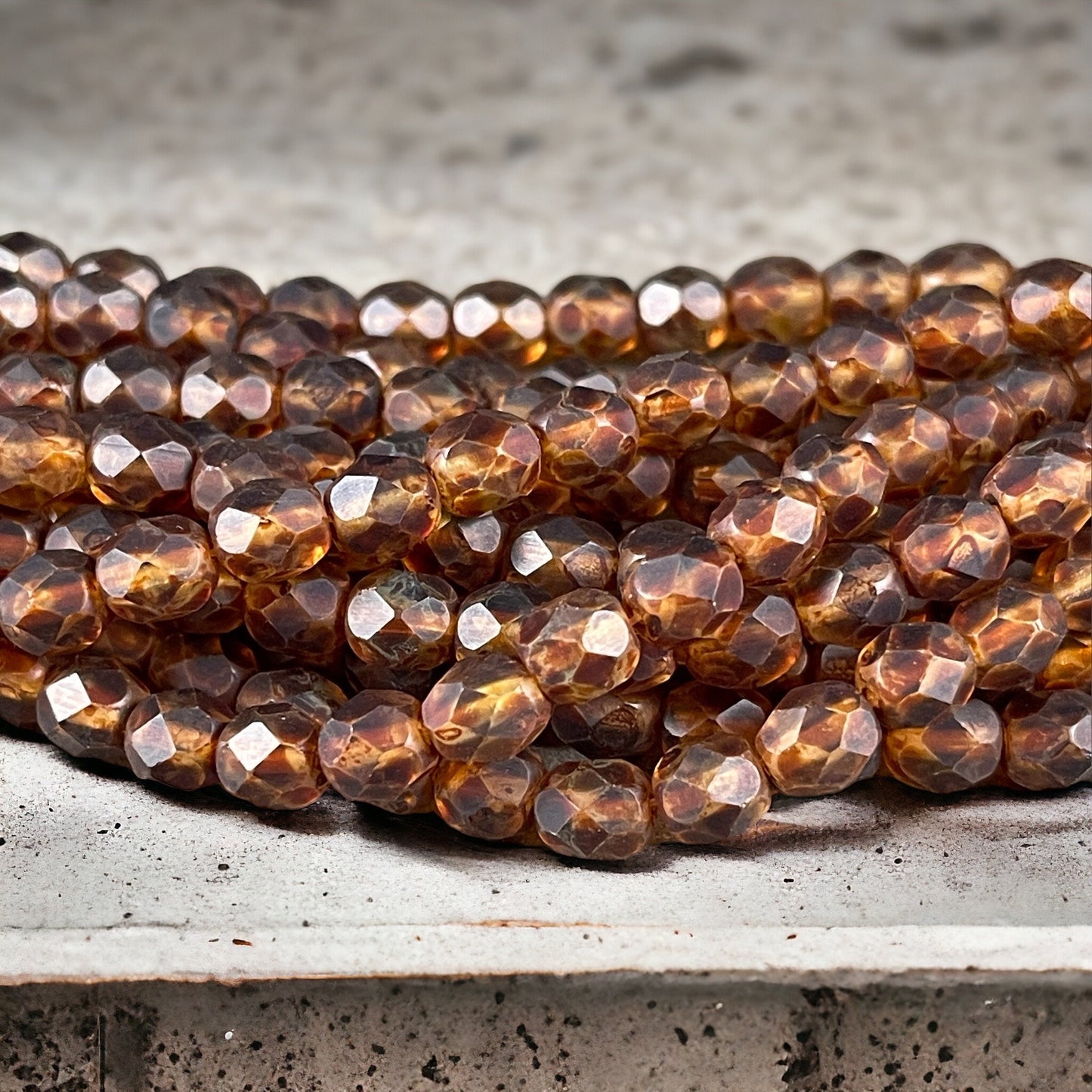 Matte Brown Picasso Beads, 6mm Czech Glass Faceted Beads - Crystal with Full Picasso and Matte Finish (FP6/SM-TM0003) * Qty 25