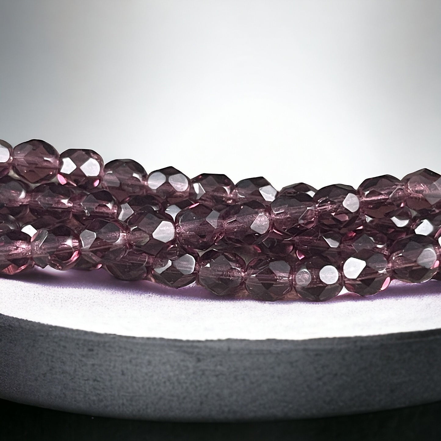 Purple Czech Glass Beads, 6mm Amethyst Faceted Round Beads, Amethyst Fire Polished Beads, Birthstone Beads (FP6/SM-2006) * Qty 25