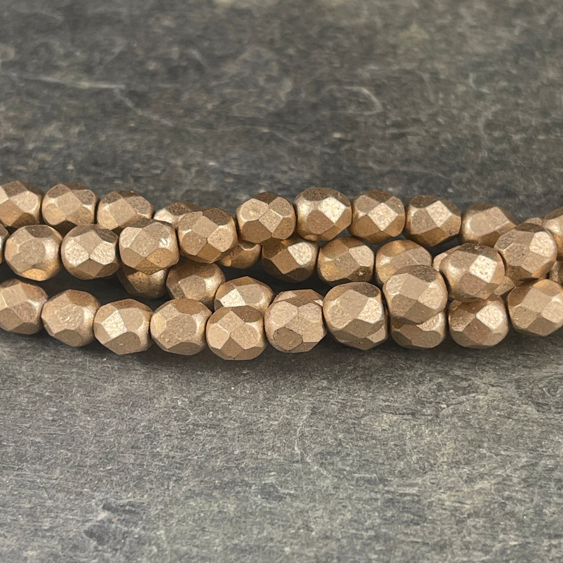 6mm Gold Suede Metallic Czech Glass Beads, Faceted Round Beads, Matte Gold Metallic (FP6/SM-K0171) * Qty 25