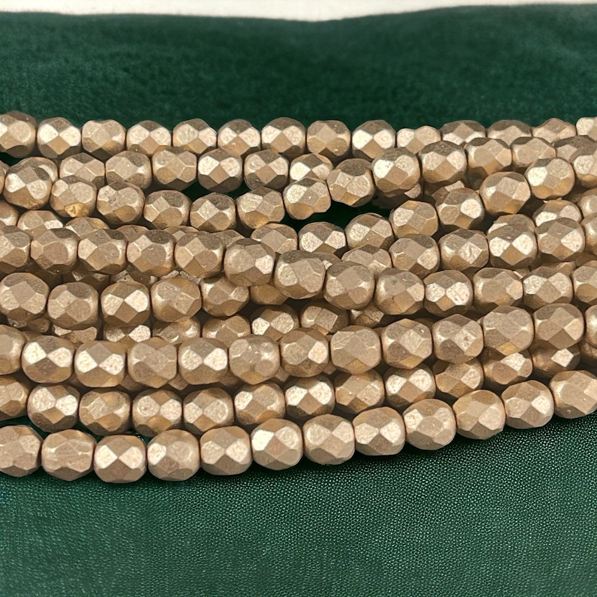 6mm Gold Suede Metallic Czech Glass Beads, Faceted Round Beads, Matte Gold Metallic (FP6/SM-K0171) * Qty 25