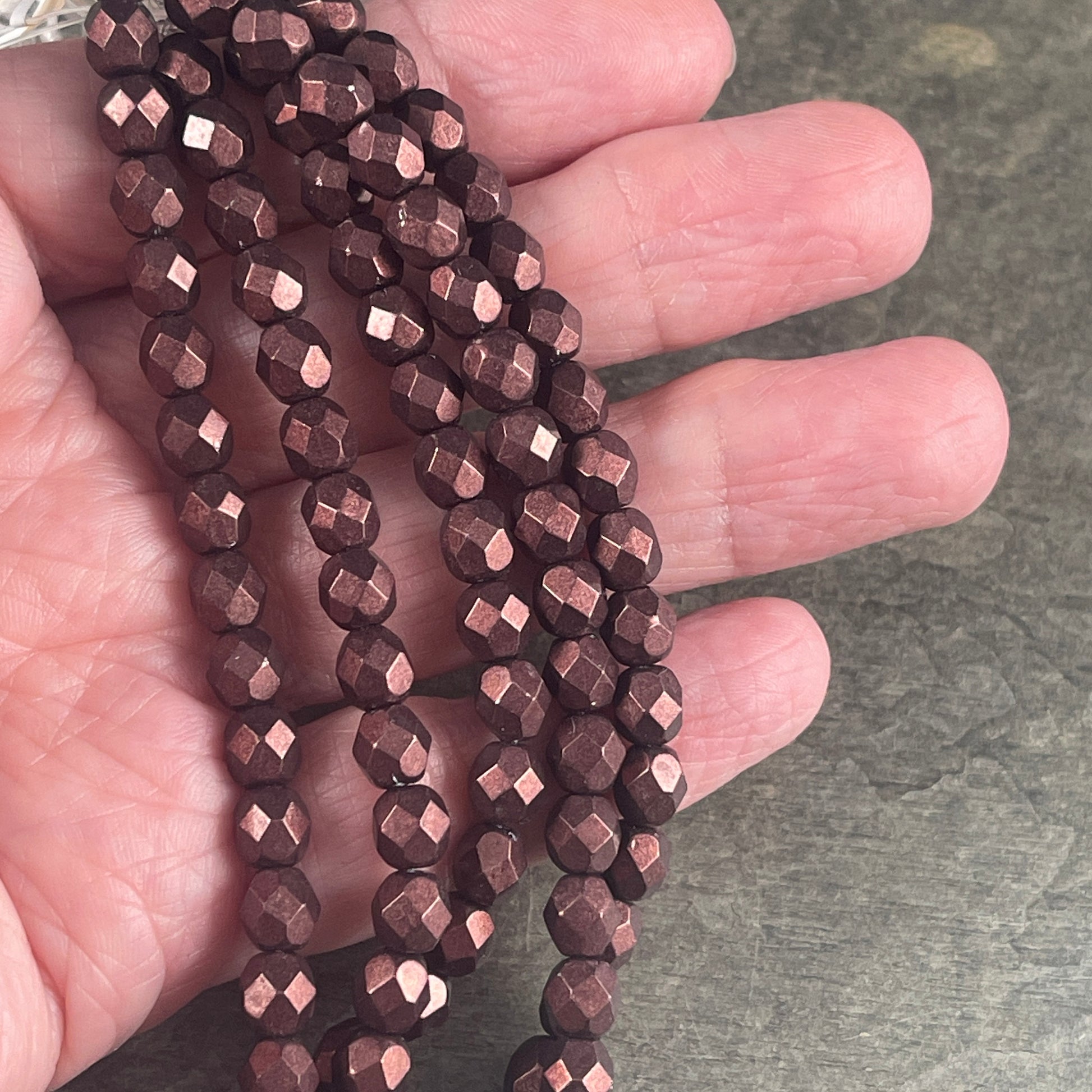 Matte Satin Brown Czech Glass Beads - 6mm Fire Polished Faceted Round Beads - Colortrends Chicory Coffee (FP6/SM-07B01) * Qty. 25