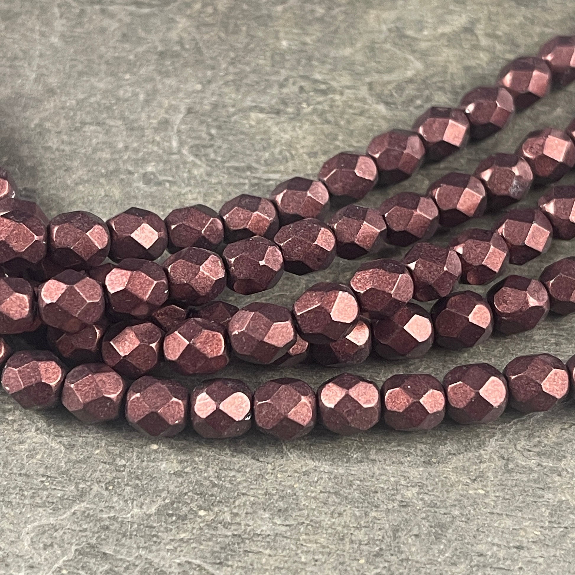 Czech Glass Beads - 6mm Brown Faceted Round Beads - Colortrends Chicory Coffee, Matte Satin Brown (FP6/SM-07B01) * Qty. 25