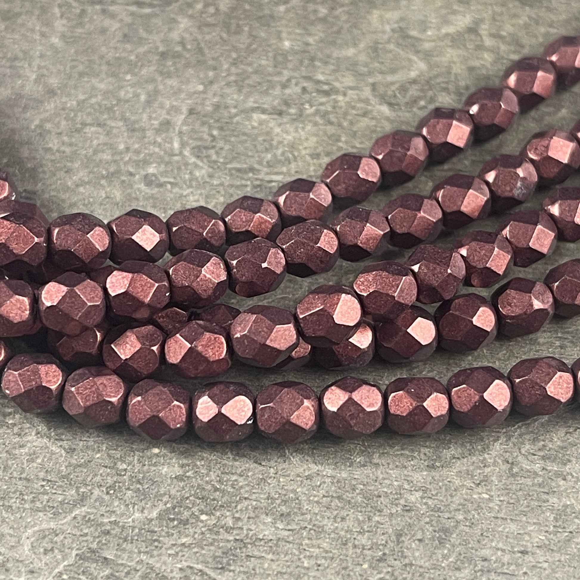 Matte Satin Brown Czech Glass Beads - 6mm Fire Polished Faceted Round Beads - Colortrends Chicory Coffee (FP6/SM-07B01) * Qty. 25