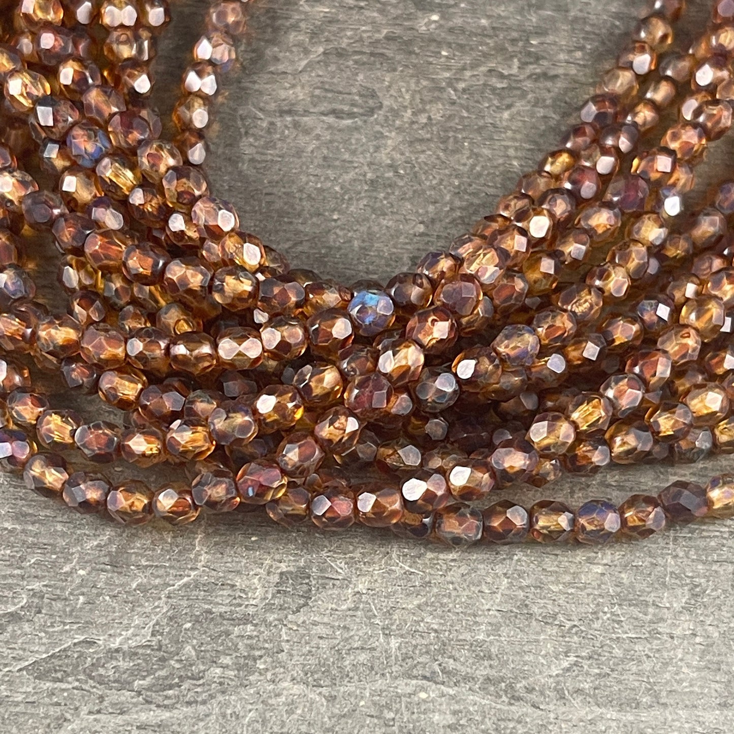 Matte Brown Picasso Beads, 4mm Czech Glass Faceted Beads - Crystal with Full Picasso and Matte Finish (FP4/SM-TM0003) * Qty. 50
