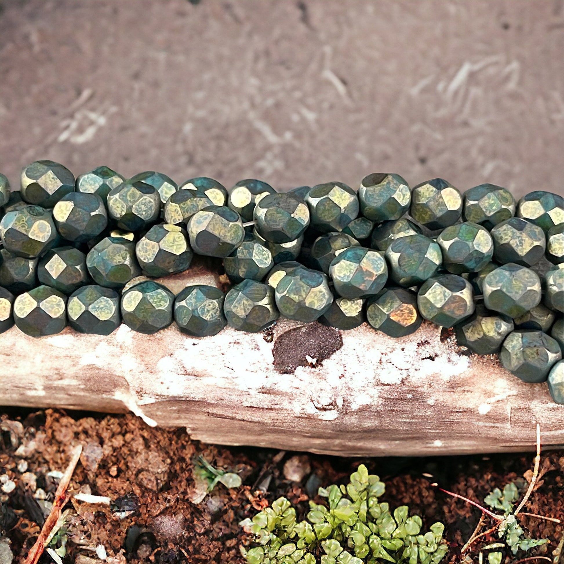 6mm Fire Polished Czech Beads, Persian Turquoise Picasso Beads, Czech Glass Beads, 6mm Turquoise Glass Beads (FP6/SM-CT6315) * Qty. 25