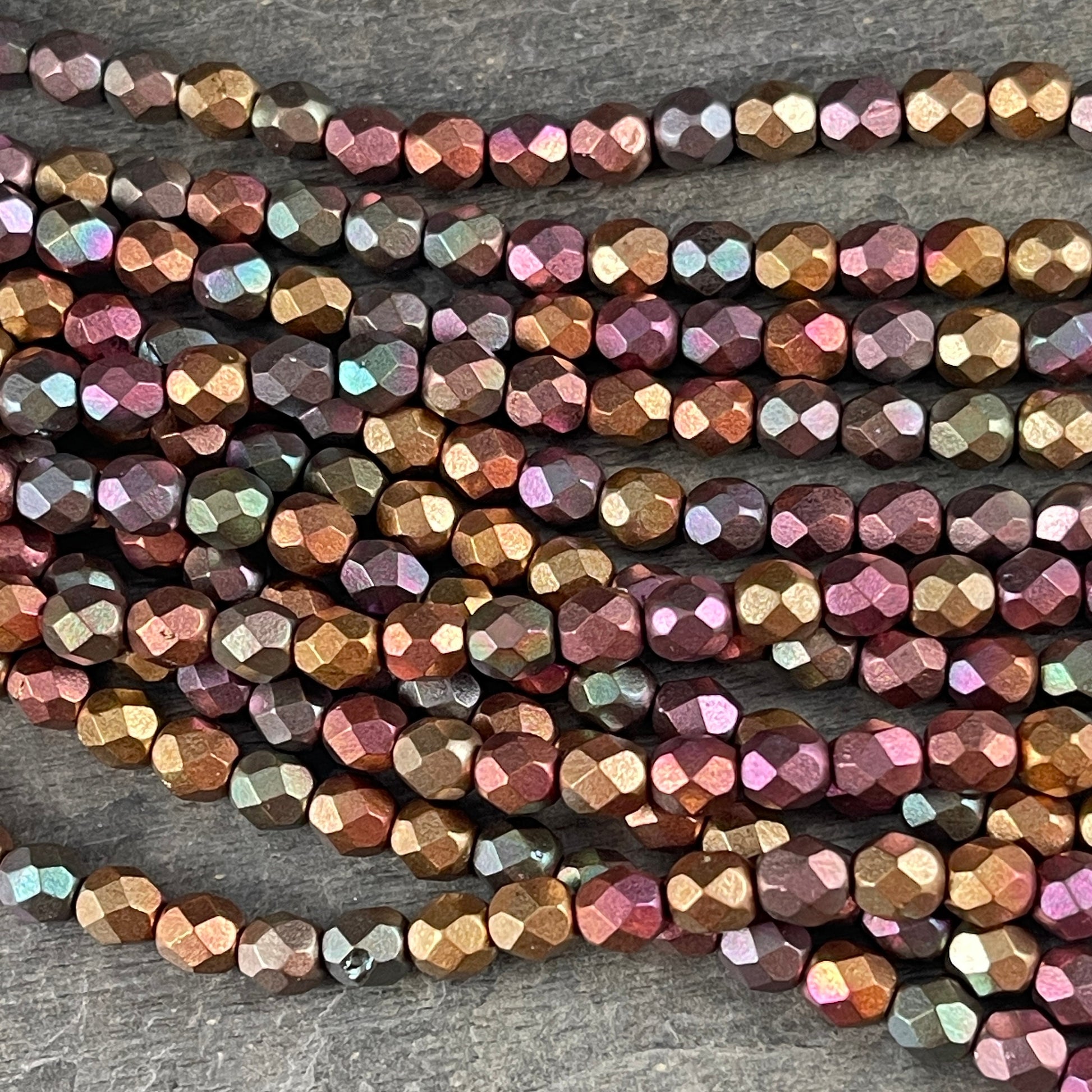 Jeweltone Metallic Beads, Czech Glass Matte Metallic Beads, 6mm Matte Metallic Faceted Round Beads (FP6/SM-K0164) * Qty. 25