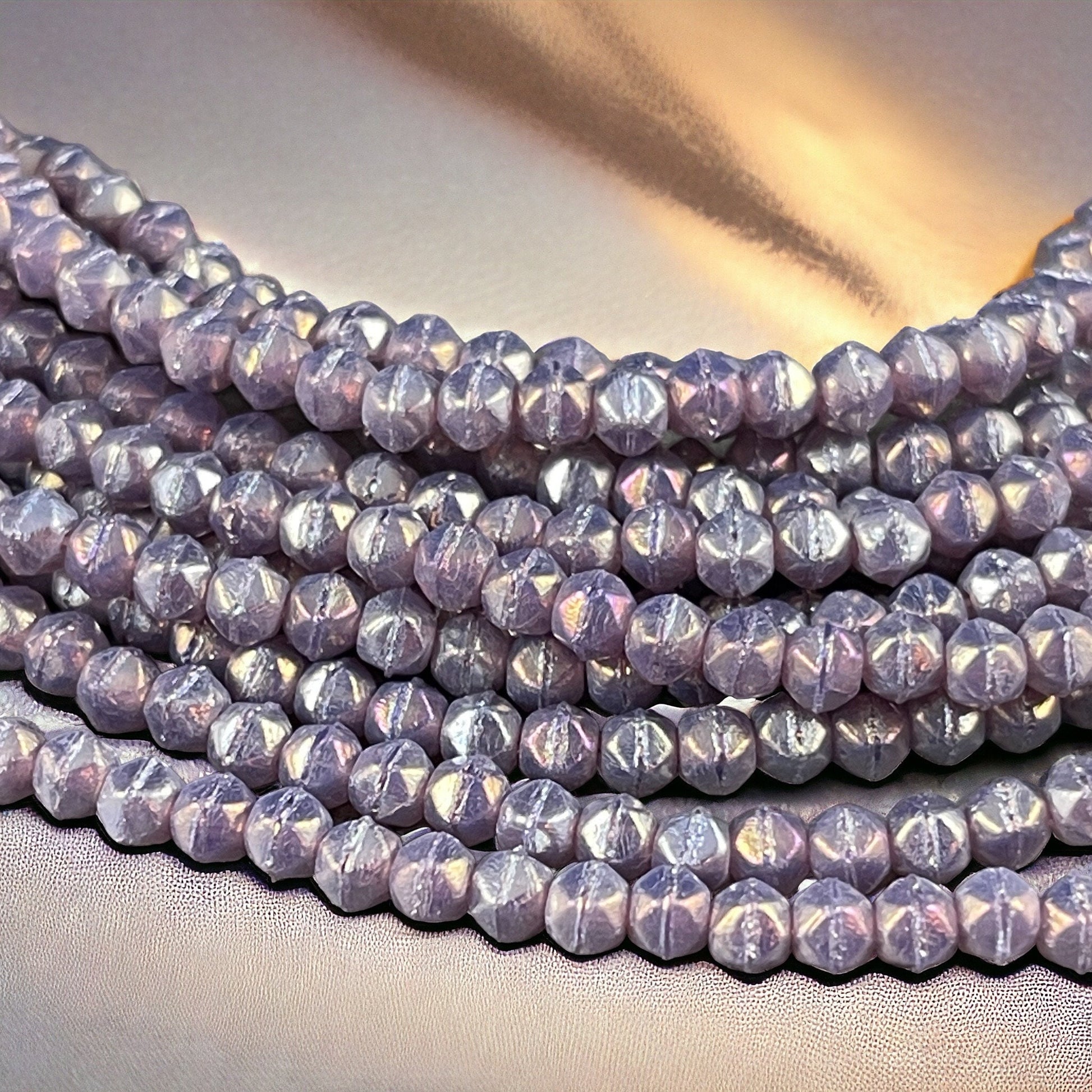 Purple Beads Small Lavender Spacer Beads 3mm Milky Amethyst Czech Glass Beads - Amethyst Luster Glass Beads (EC3/SM-LR21010) * Qty. 50