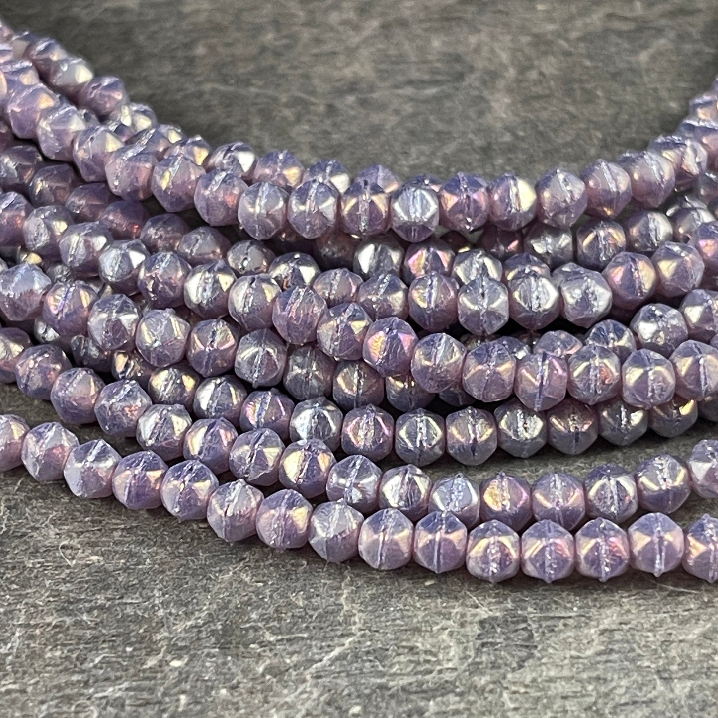 Purple Beads Small Lavender Spacer Beads 3mm Milky Amethyst Czech Glass Beads - Amethyst Luster Glass Beads (EC3/SM-LR21010) * Qty. 50