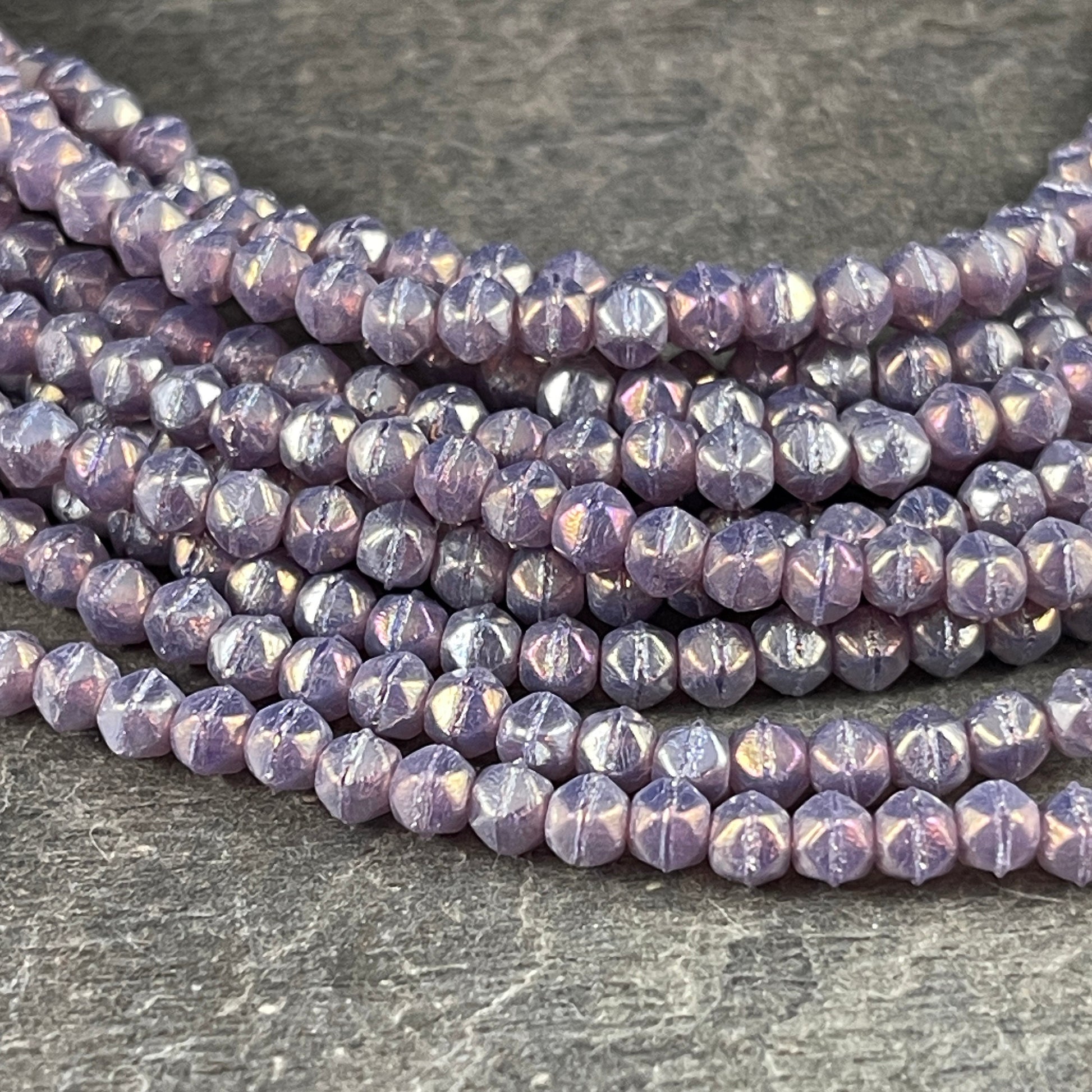 Purple Beads Small Lavender Spacer Beads 3mm Milky Amethyst Czech Glass Beads - Amethyst Luster Glass Beads (EC3/SM-LR21010) * Qty. 50