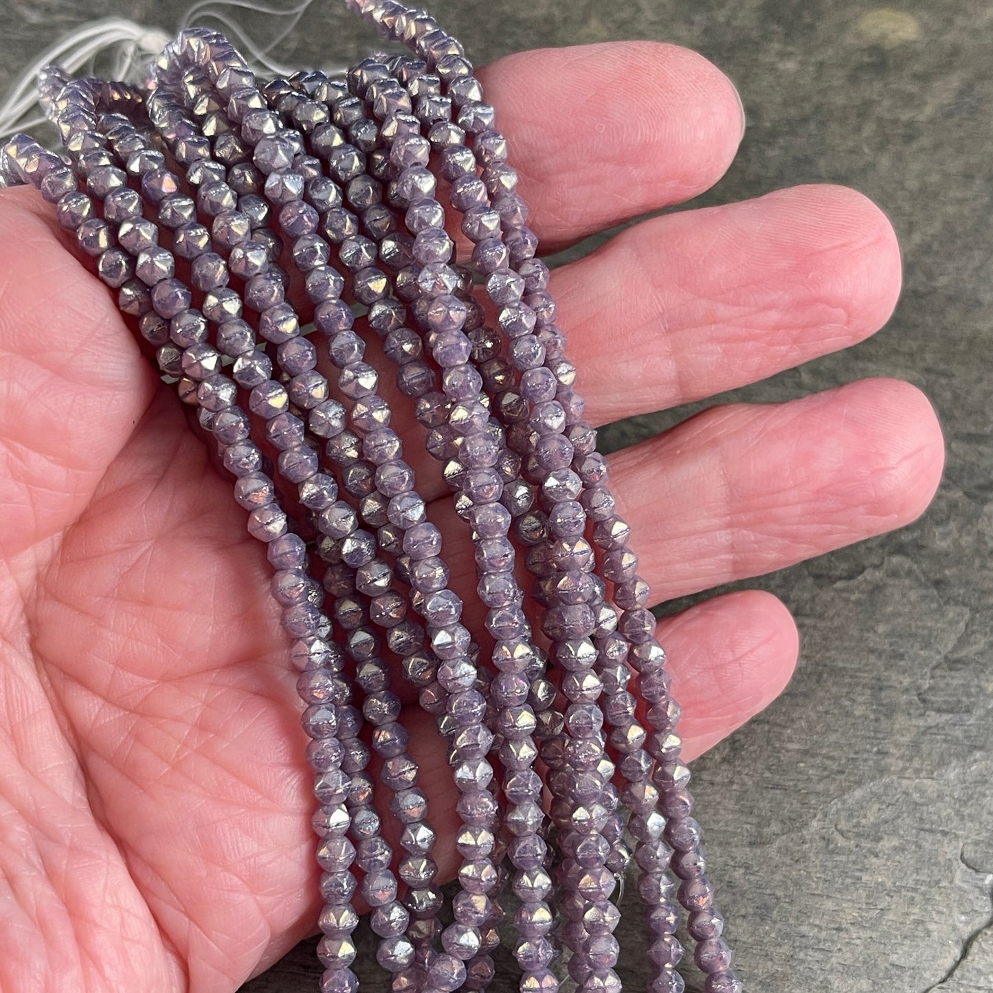 Purple Beads Small Lavender Spacer Beads 3mm Milky Amethyst Czech Glass Beads - Amethyst Luster Glass Beads (EC3/SM-LR21010) * Qty. 50