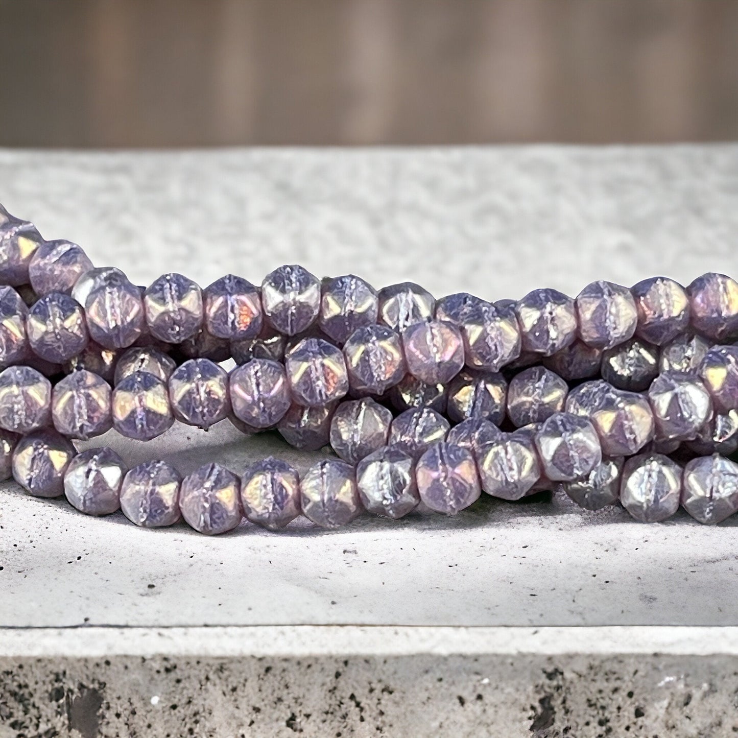 Purple Beads Small Lavender Spacer Beads 3mm Milky Amethyst Czech Glass Beads - Amethyst Luster Glass Beads (EC3/SM-LR21010) * Qty. 50