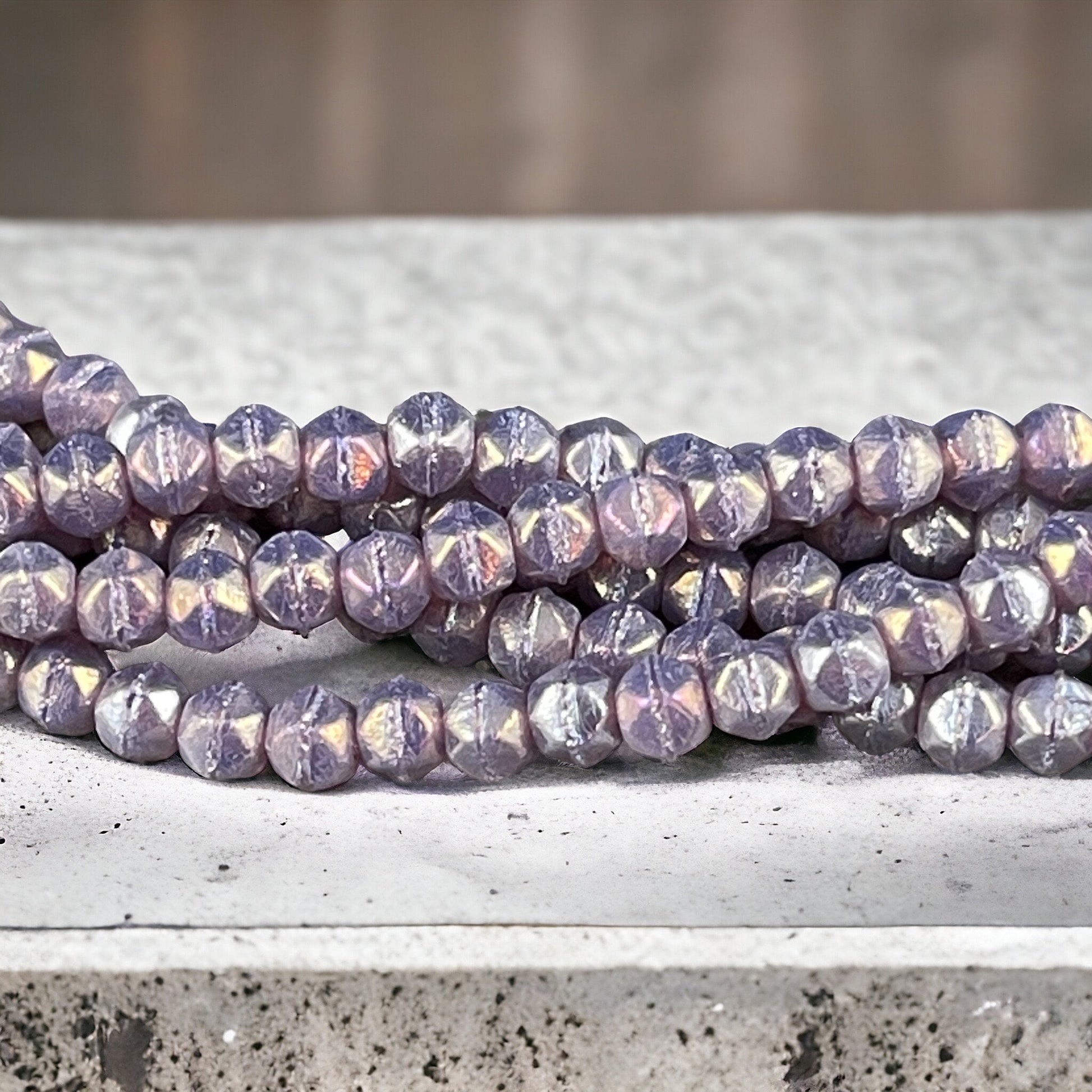 Purple Beads Small Lavender Spacer Beads 3mm Milky Amethyst Czech Glass Beads - Amethyst Luster Glass Beads (EC3/SM-LR21010) * Qty. 50