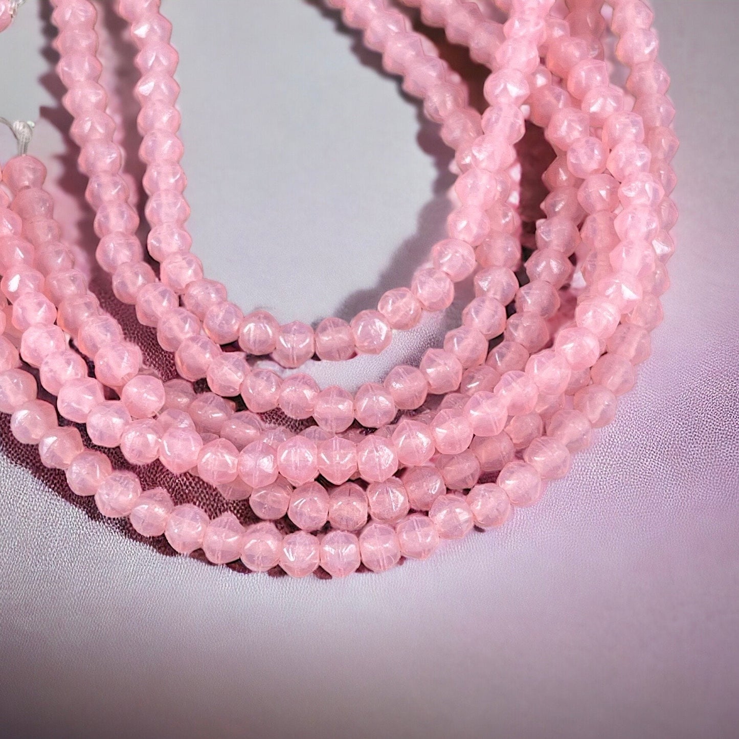 Czech Glass Beads - 3mm Milky Pink Beads - Small Pink Spacer Beads (EC3/SM-M71010) - Qty. 50