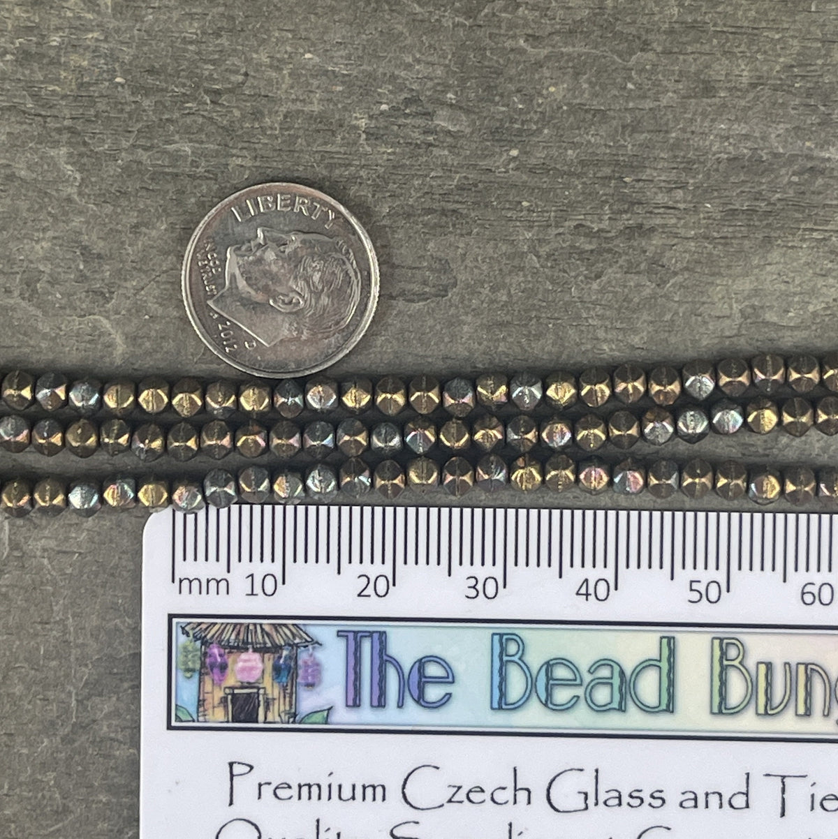 Czech Glass Beads - 3mm English Cut Bronze Iris - Matte Oxidized Bronze Clay (EC/SM-15768) * Qty. 50