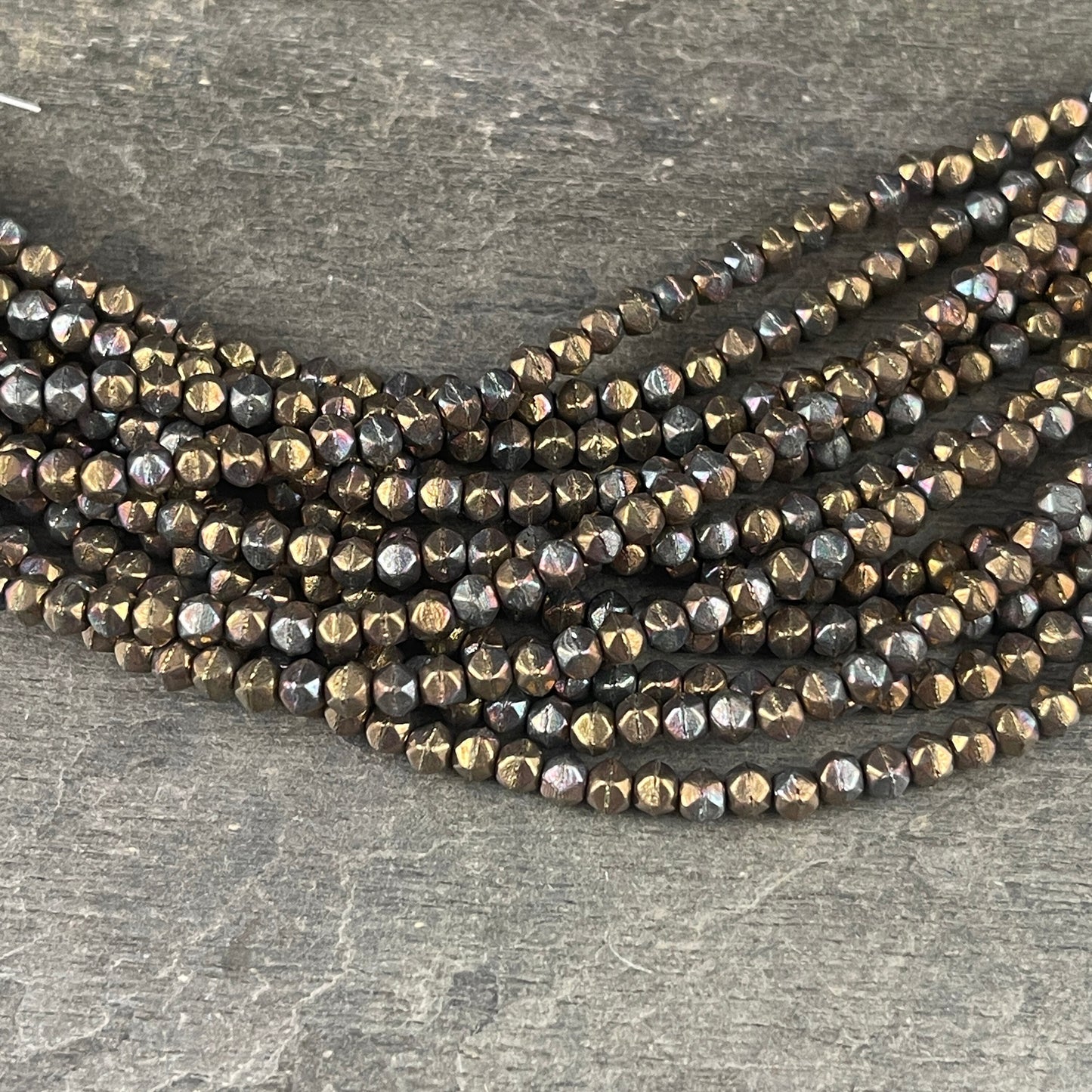 3mm English Cut Bronze Iris Czech Glass Beads - Versatile Matte Oxidized Bronze Clay - Small Bronze Brown Beads (EC/SM-15768) * Qty. 50